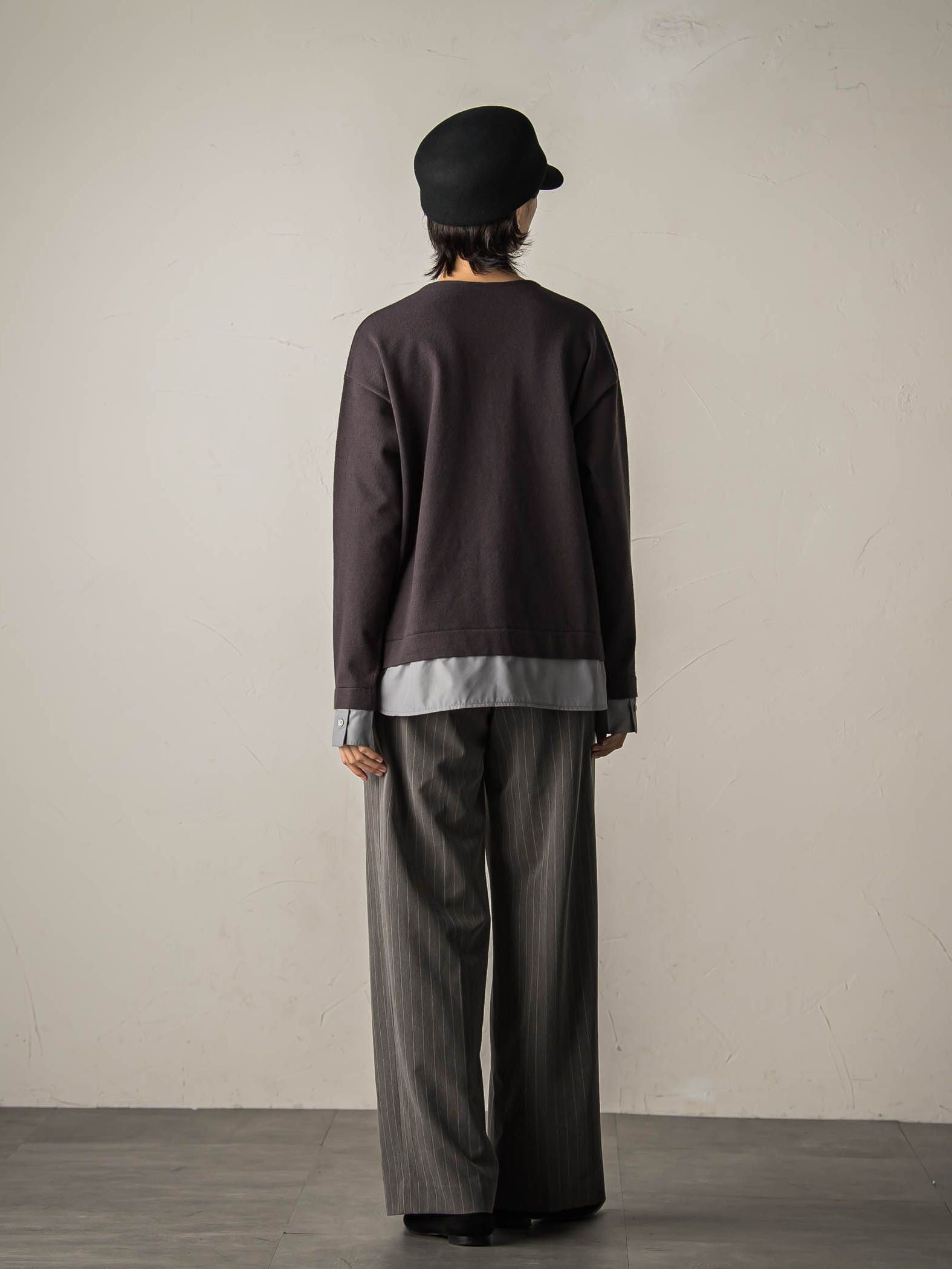 ストライプハンサムウエストワイドパンツ≪WEBサイズ展開/手洗い可能≫