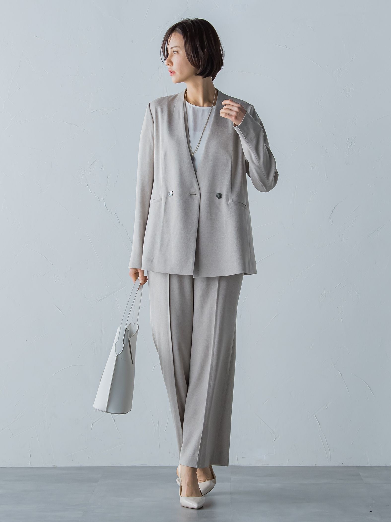 アリシアリノスタイルアップワイドパンツ≪洗濯機で洗える/シワになりにくい/ストレッチ/セットアップ≫