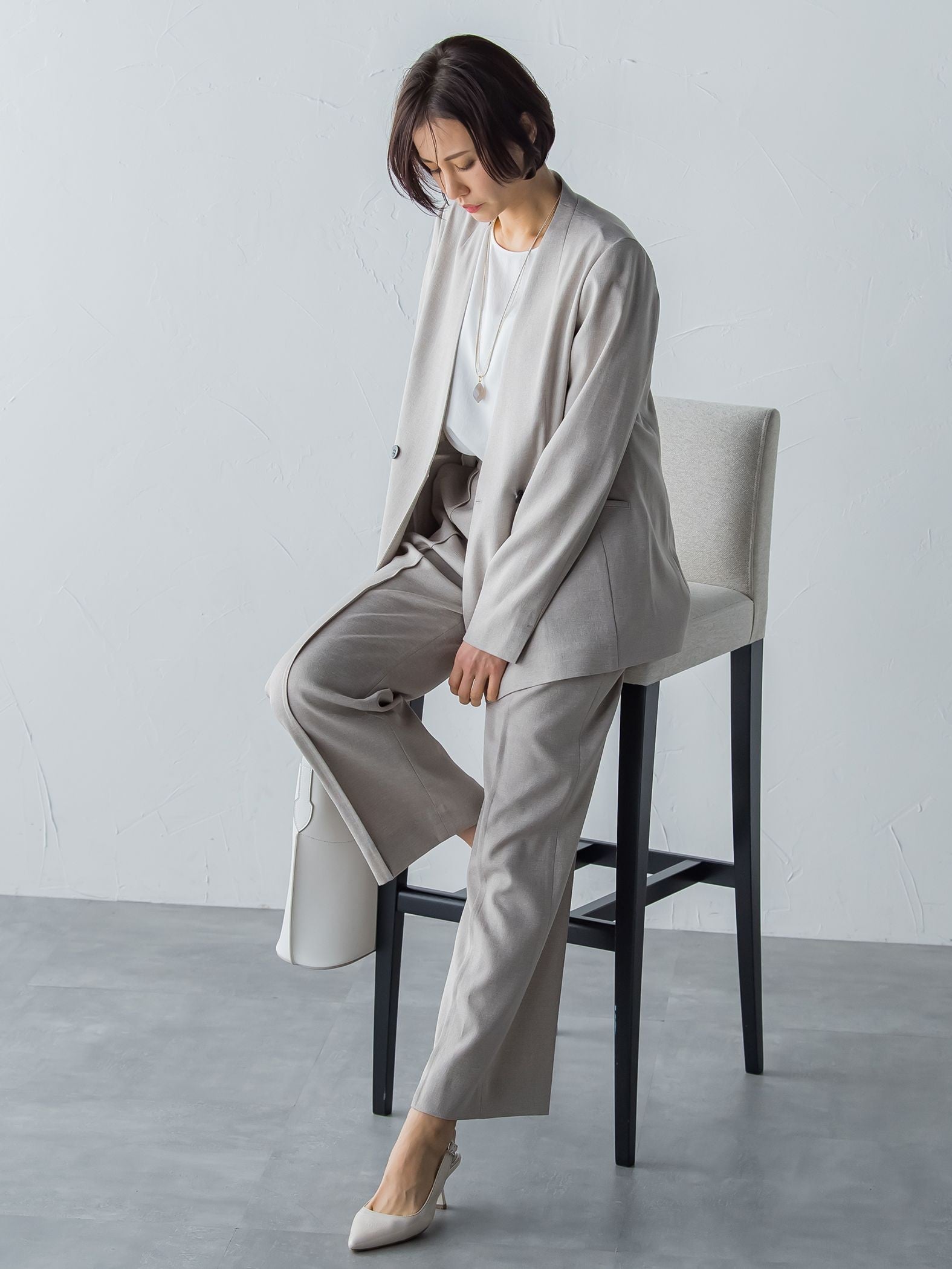 アリシアリノスタイルアップワイドパンツ≪洗濯機で洗える/シワになりにくい/ストレッチ/セットアップ≫