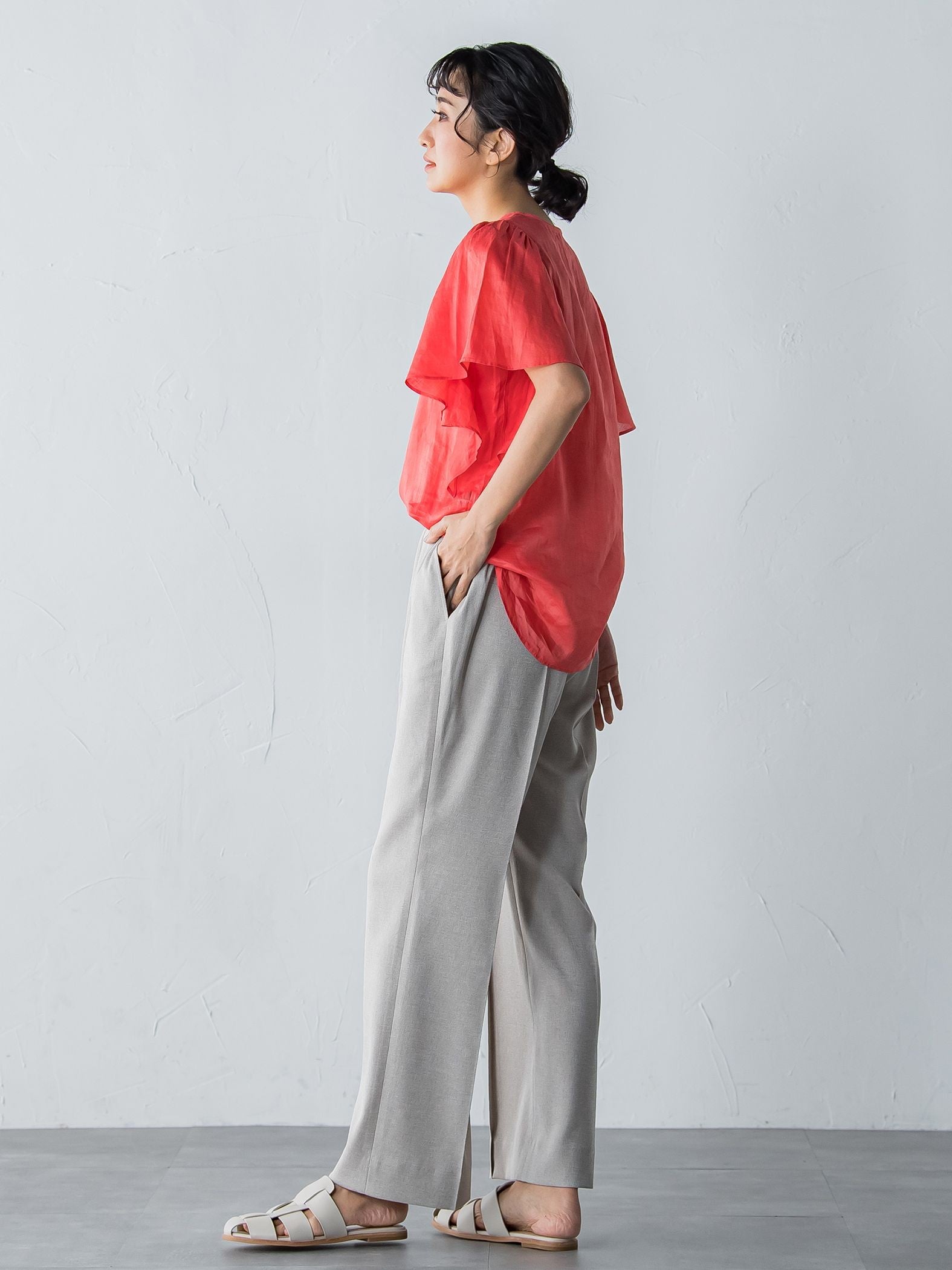 アリシアリノスタイルアップワイドパンツ≪洗濯機で洗える/シワになりにくい/ストレッチ/セットアップ≫
