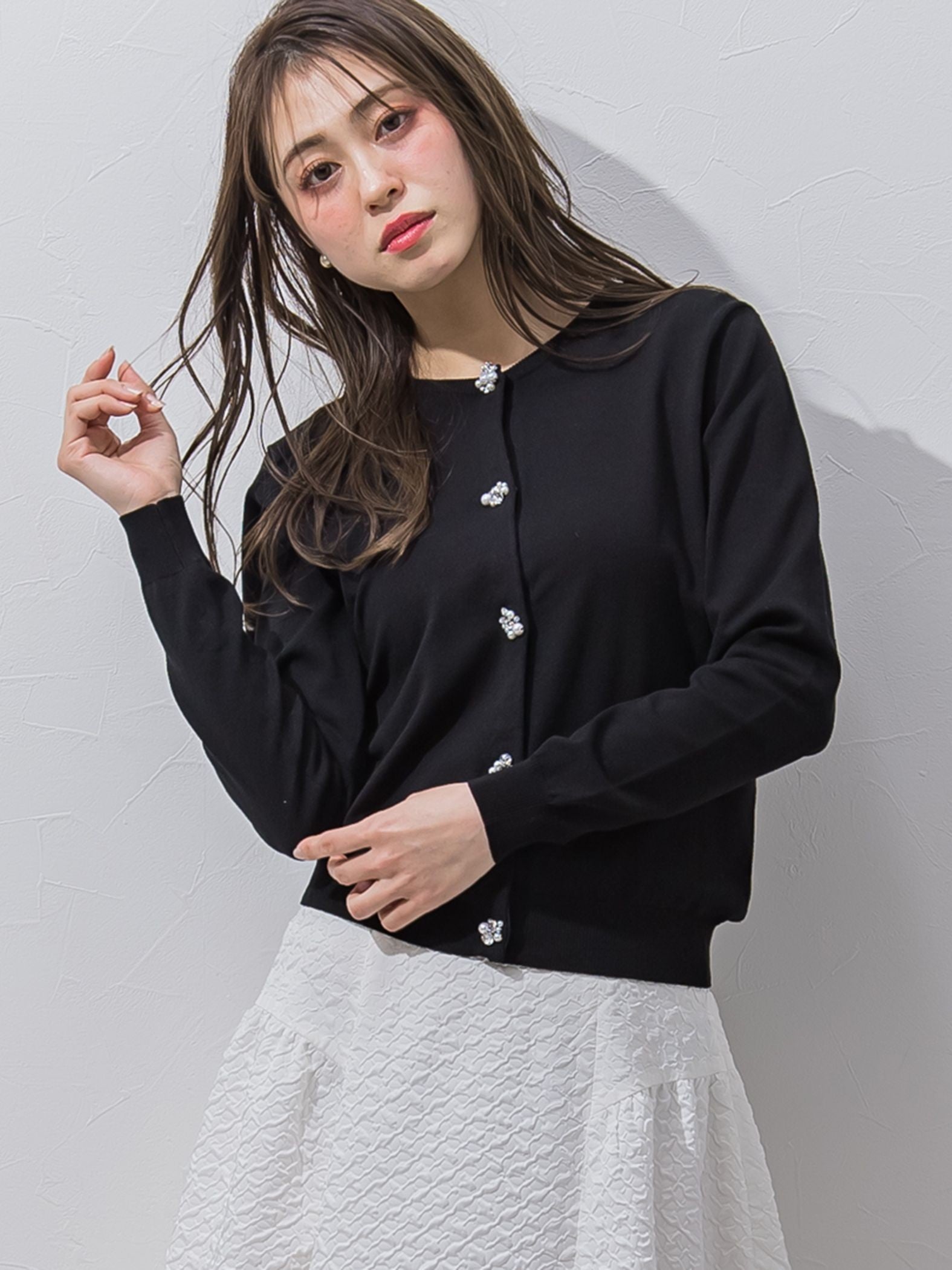 【大きいサイズ】ジュエルニットカーデ