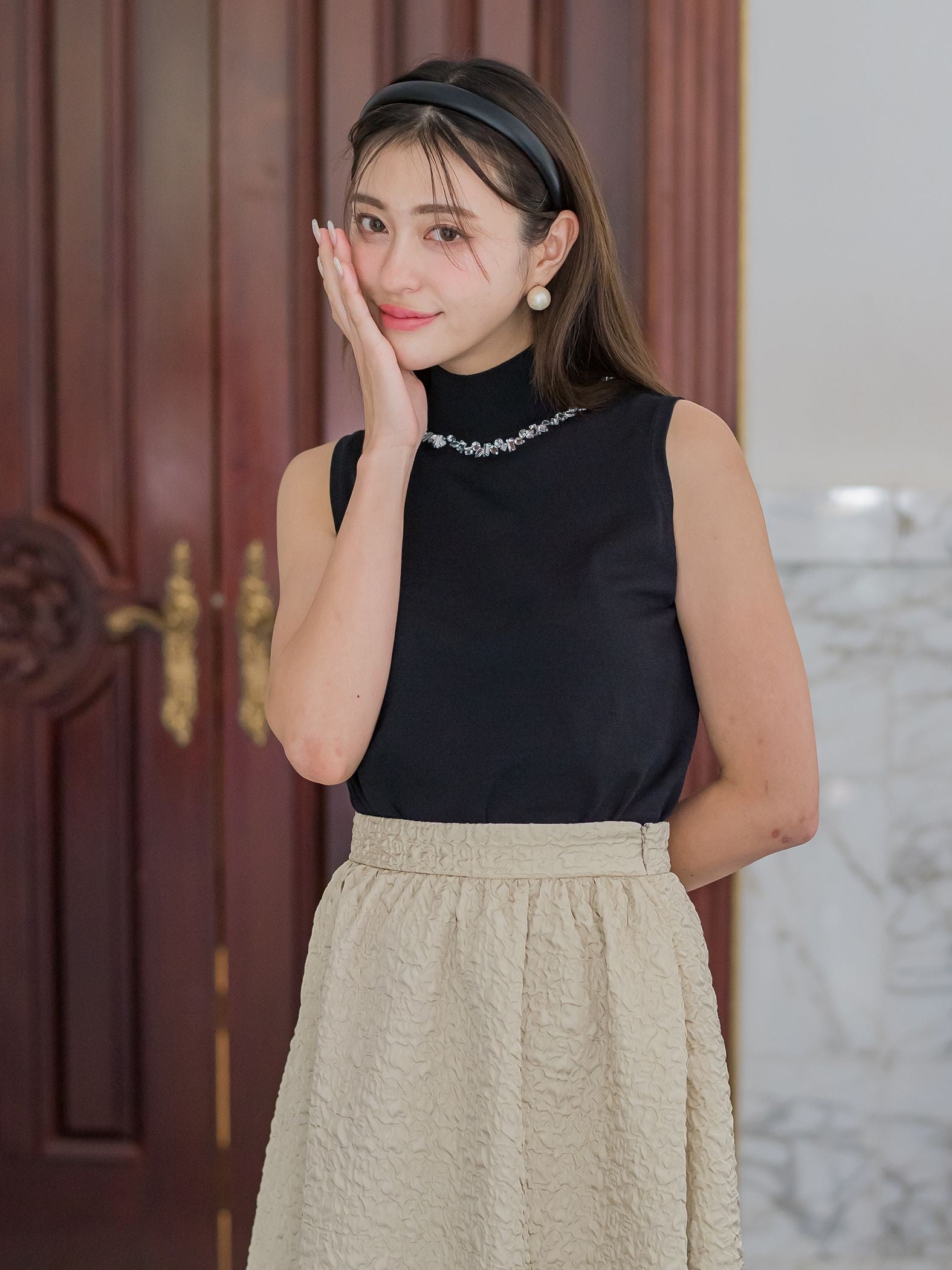 キラキラジュエルネックプルオーバー≪手洗い可能≫