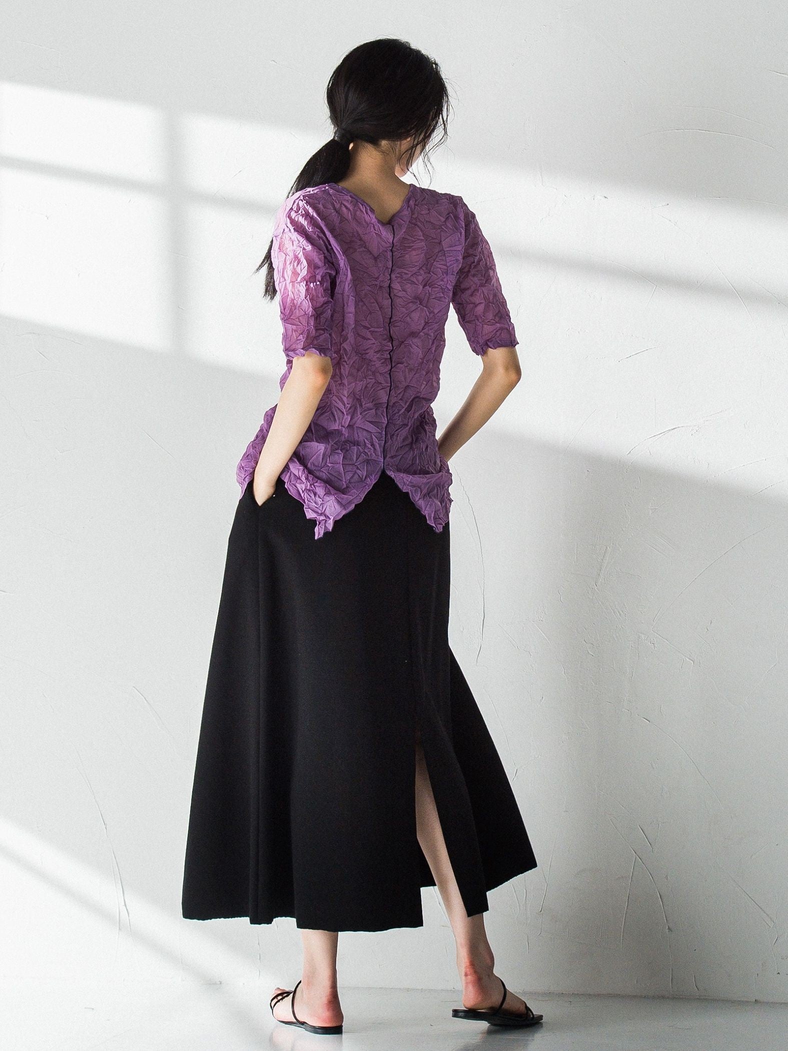 ナチュラルな洗いざらし感 プリーツシアーTシャツ