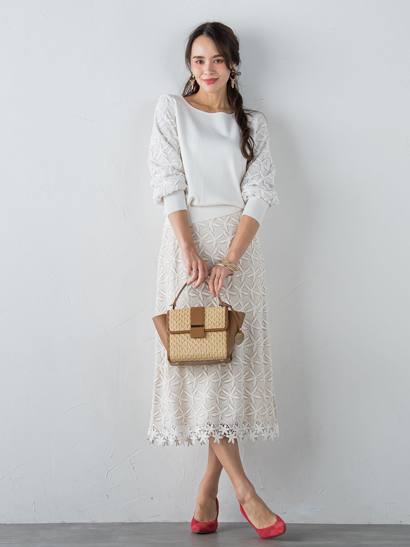 レース刺繍タイトスカート≪セットアップ対応≫