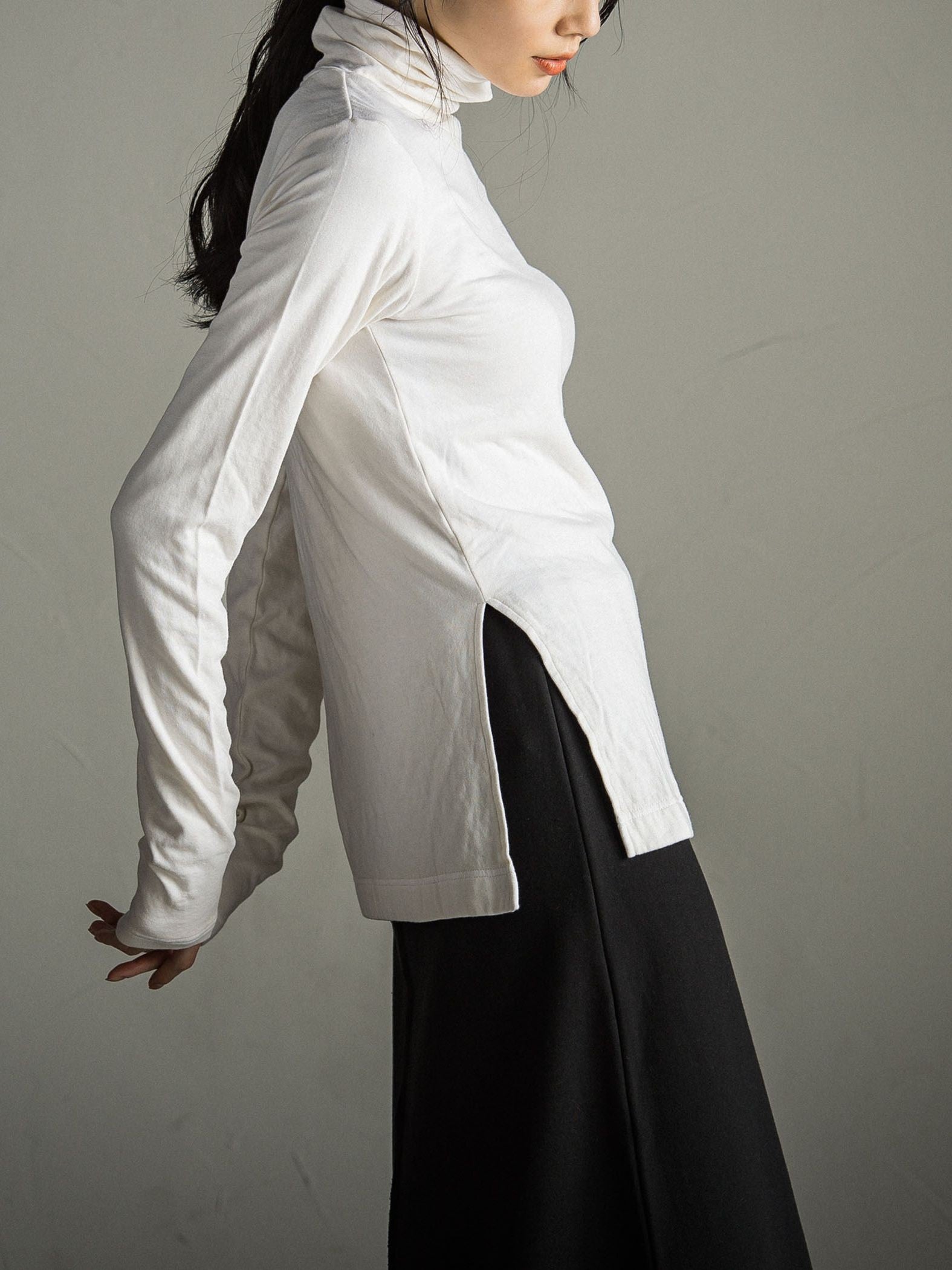 とろけるような至福の肌心地 HEAVENLY COTTON ハイネックカットソー ≪手洗い可能≫