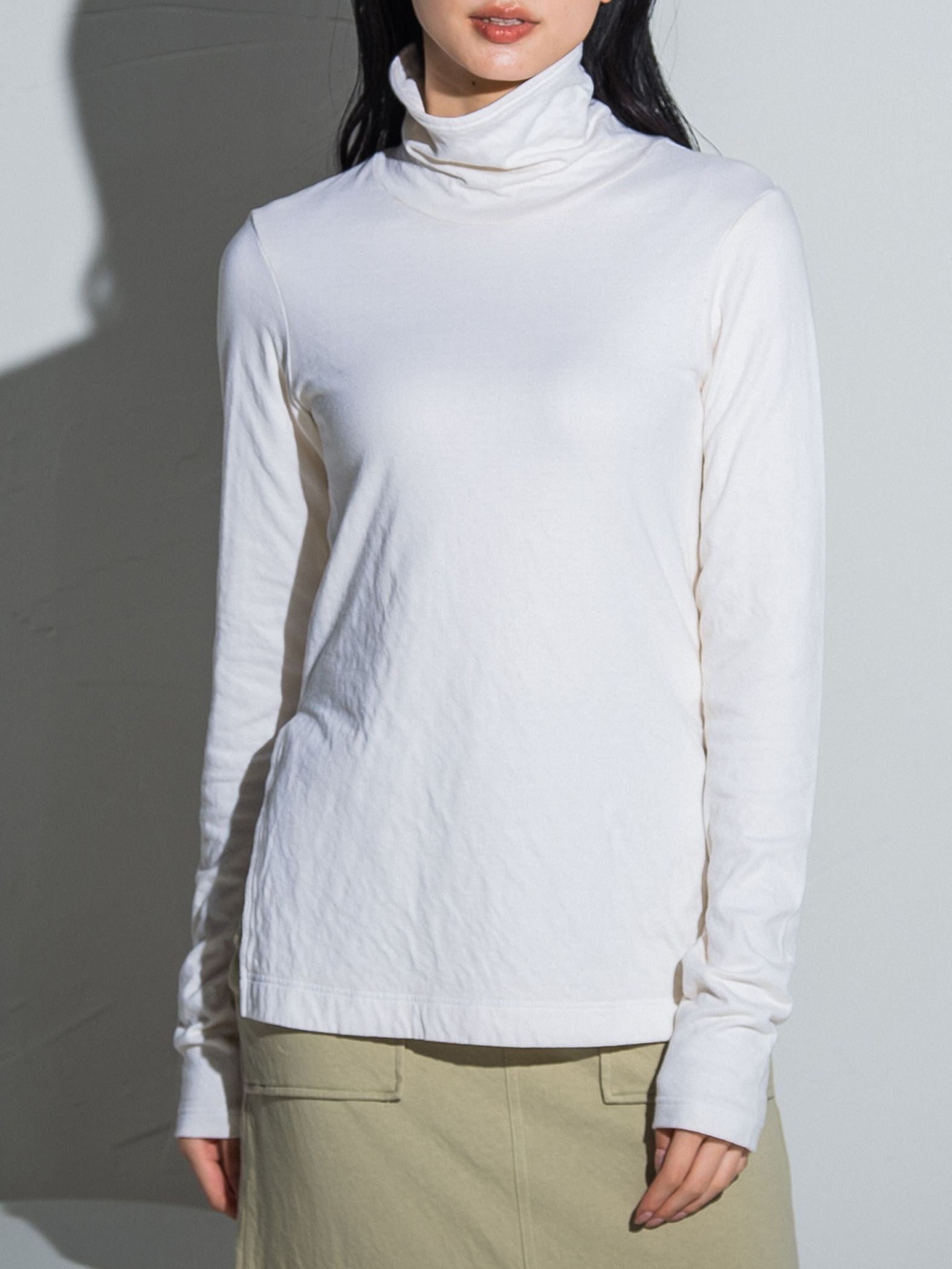 とろけるような至福の肌心地 HEAVENLY COTTON ハイネックカットソー ≪手洗い可能≫