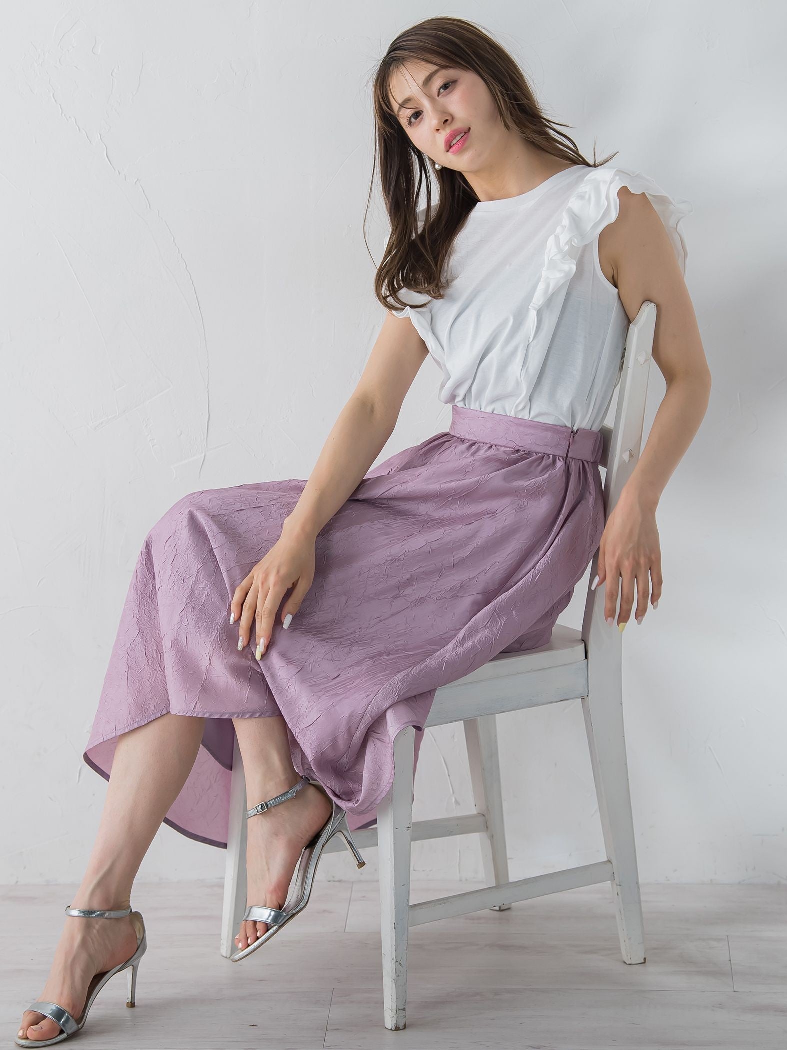 ショルダーフリルカットソー≪手洗い可能≫