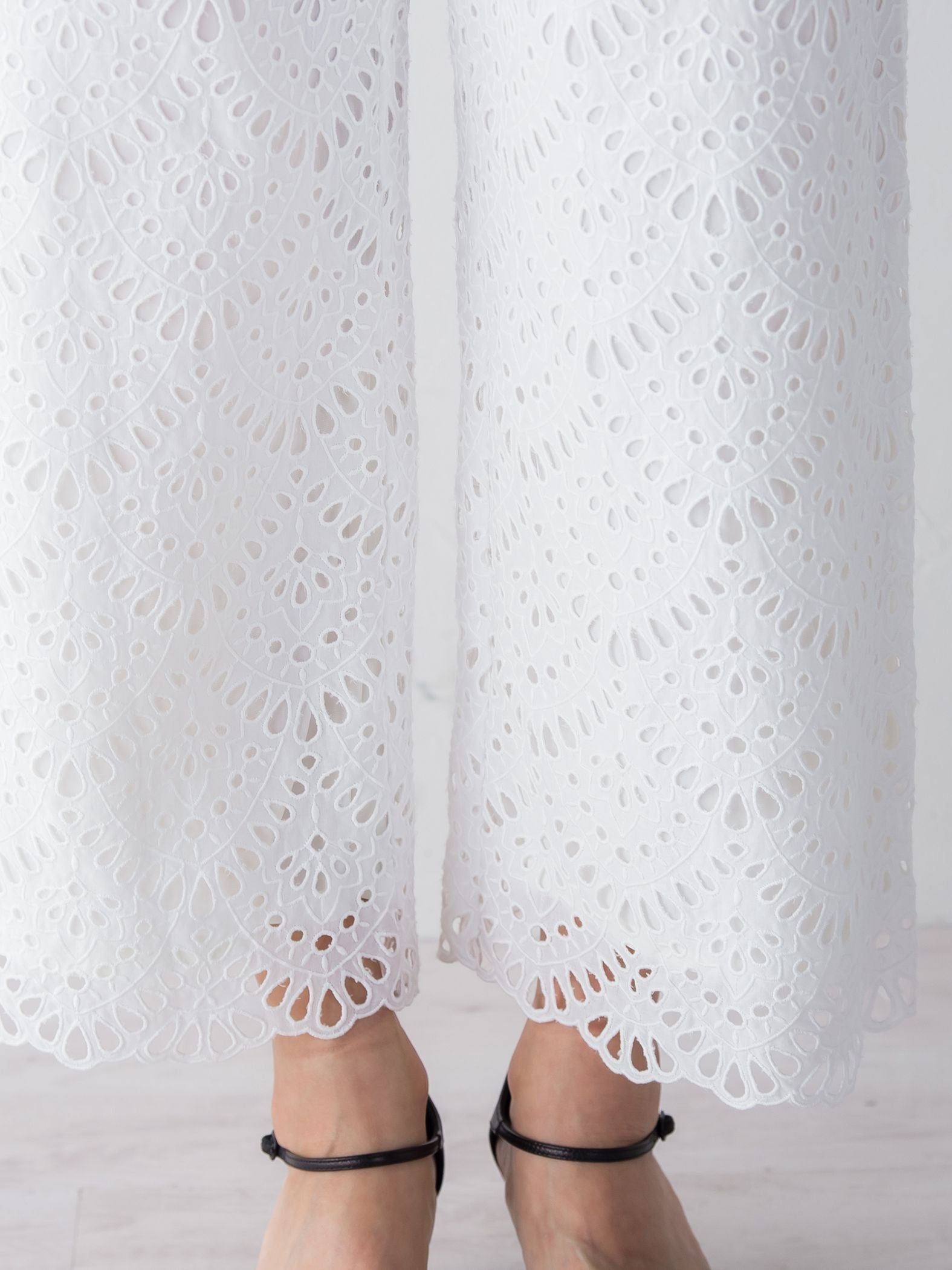 コットンレース刺繍ウエストゴムパンツ≪SET UP対応≫