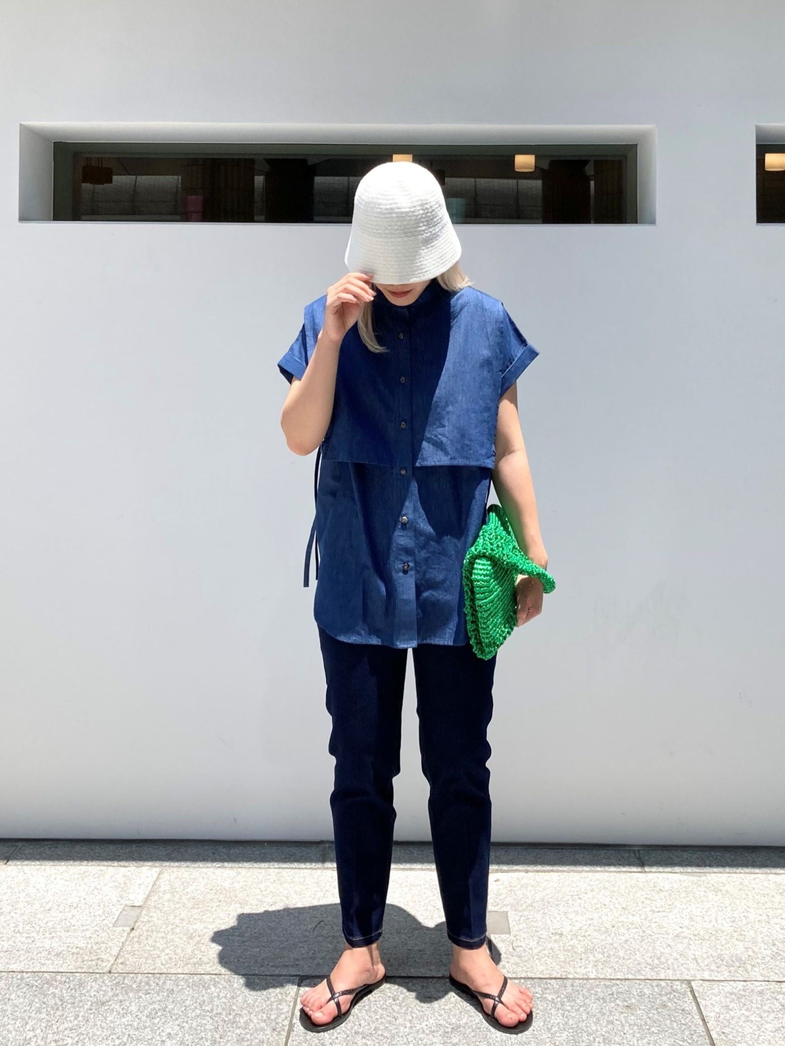ストレッチテーパードデニムパンツ≪洗濯機で洗える≫