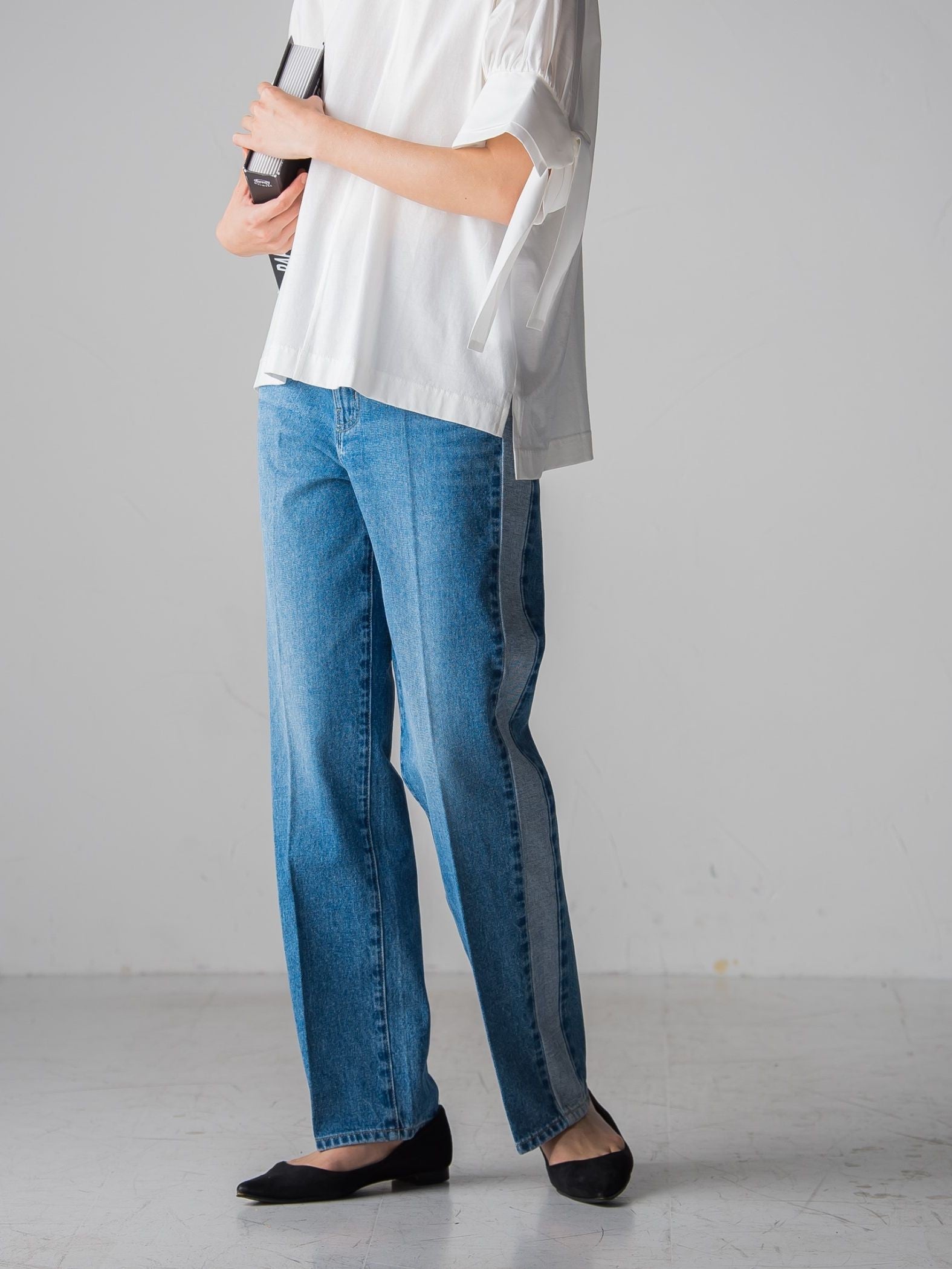 WATER LESS DENIMサイドラインパンツ≪洗濯機で洗える≫