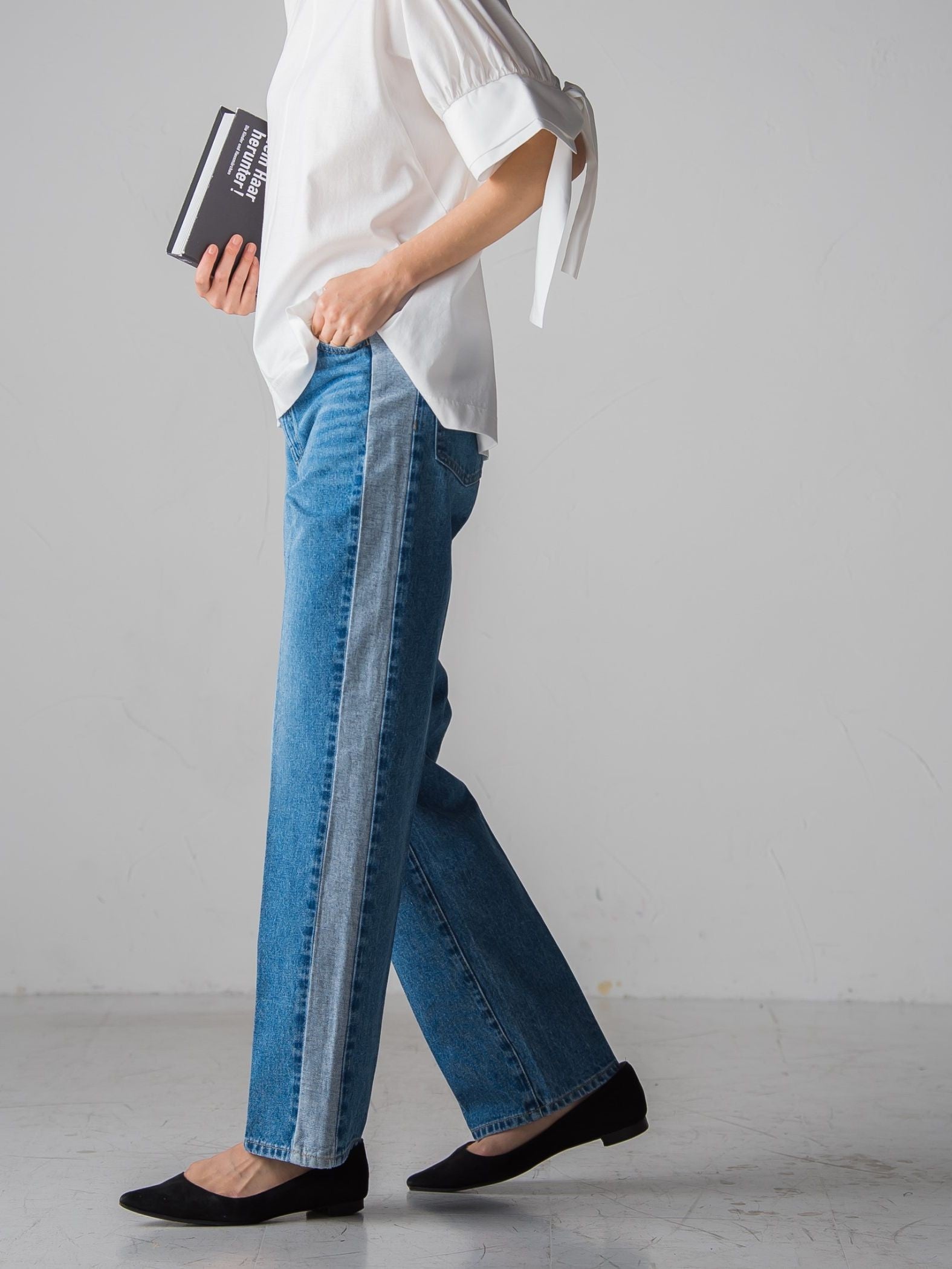 WATER LESS DENIMサイドラインパンツ≪洗濯機で洗える≫