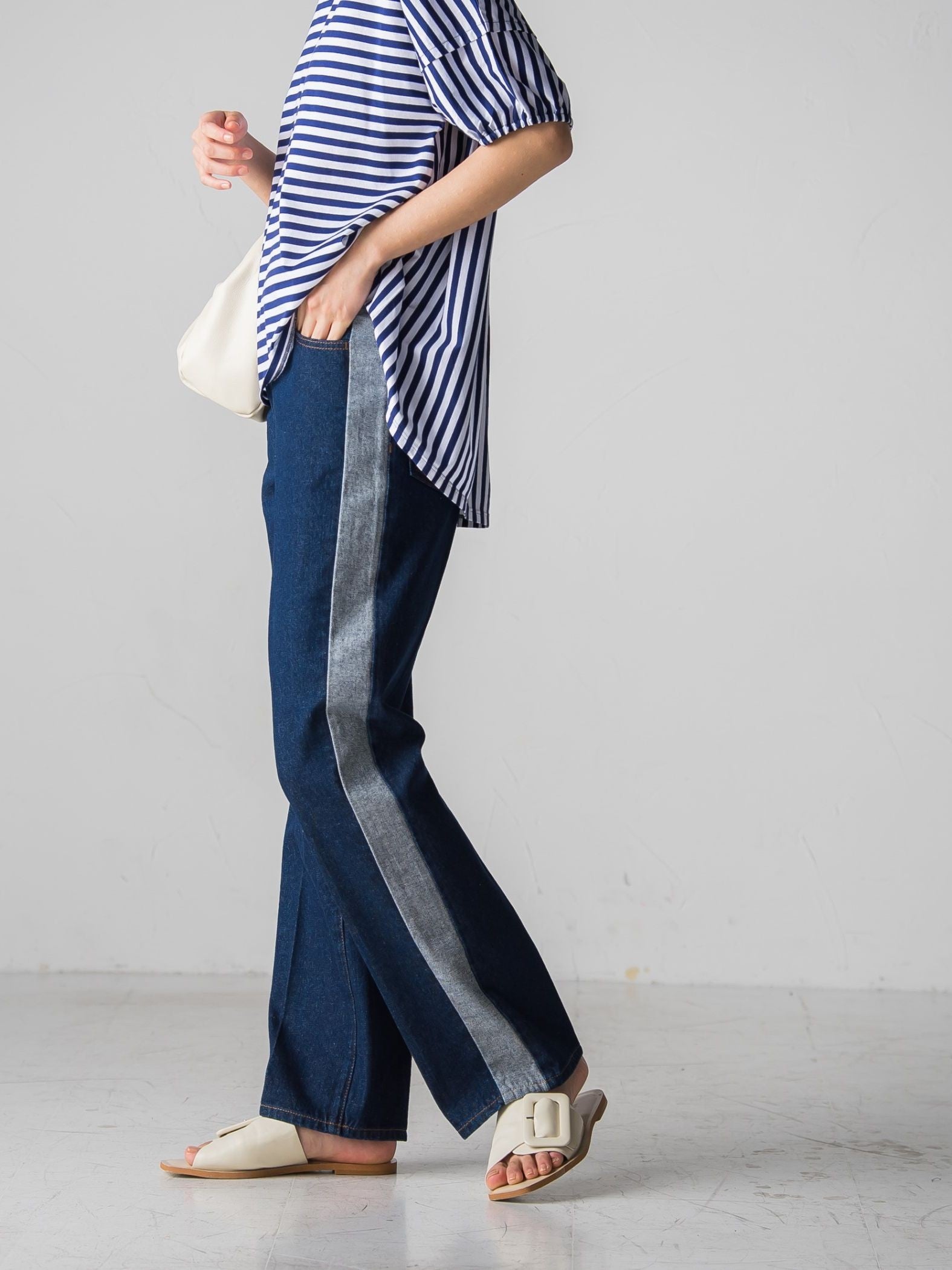WATER LESS DENIMサイドラインパンツ≪洗濯機で洗える≫