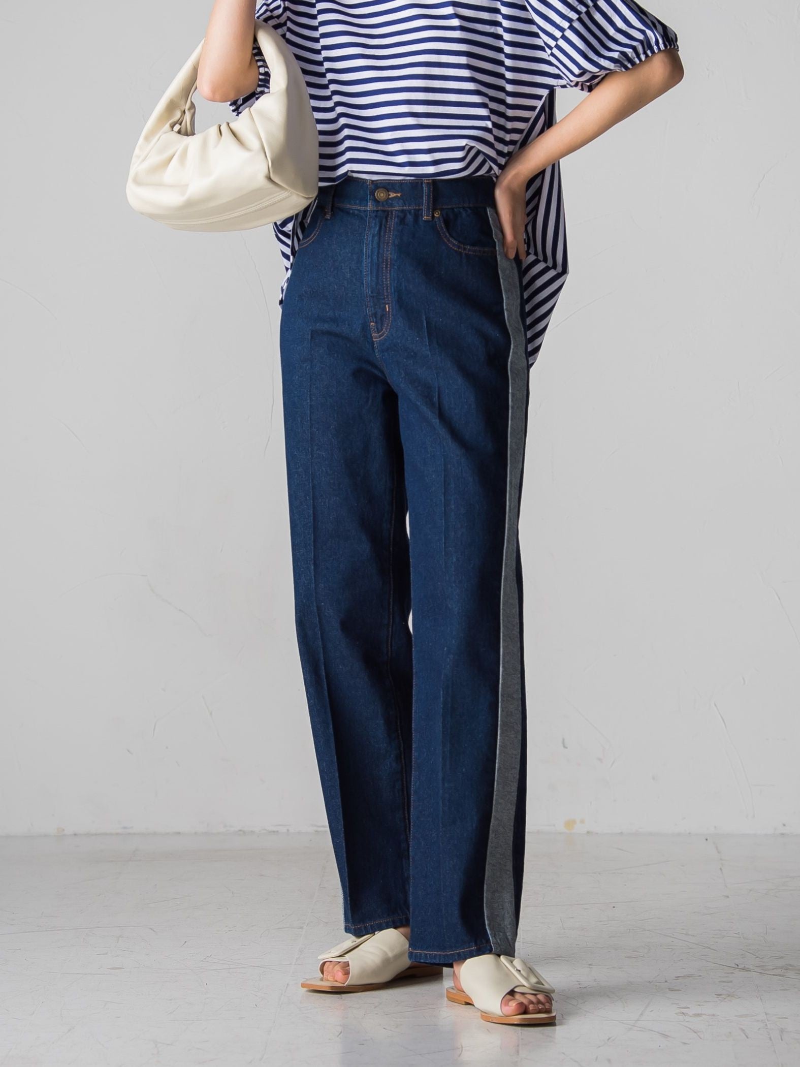 WATER LESS DENIMサイドラインパンツ≪洗濯機で洗える≫