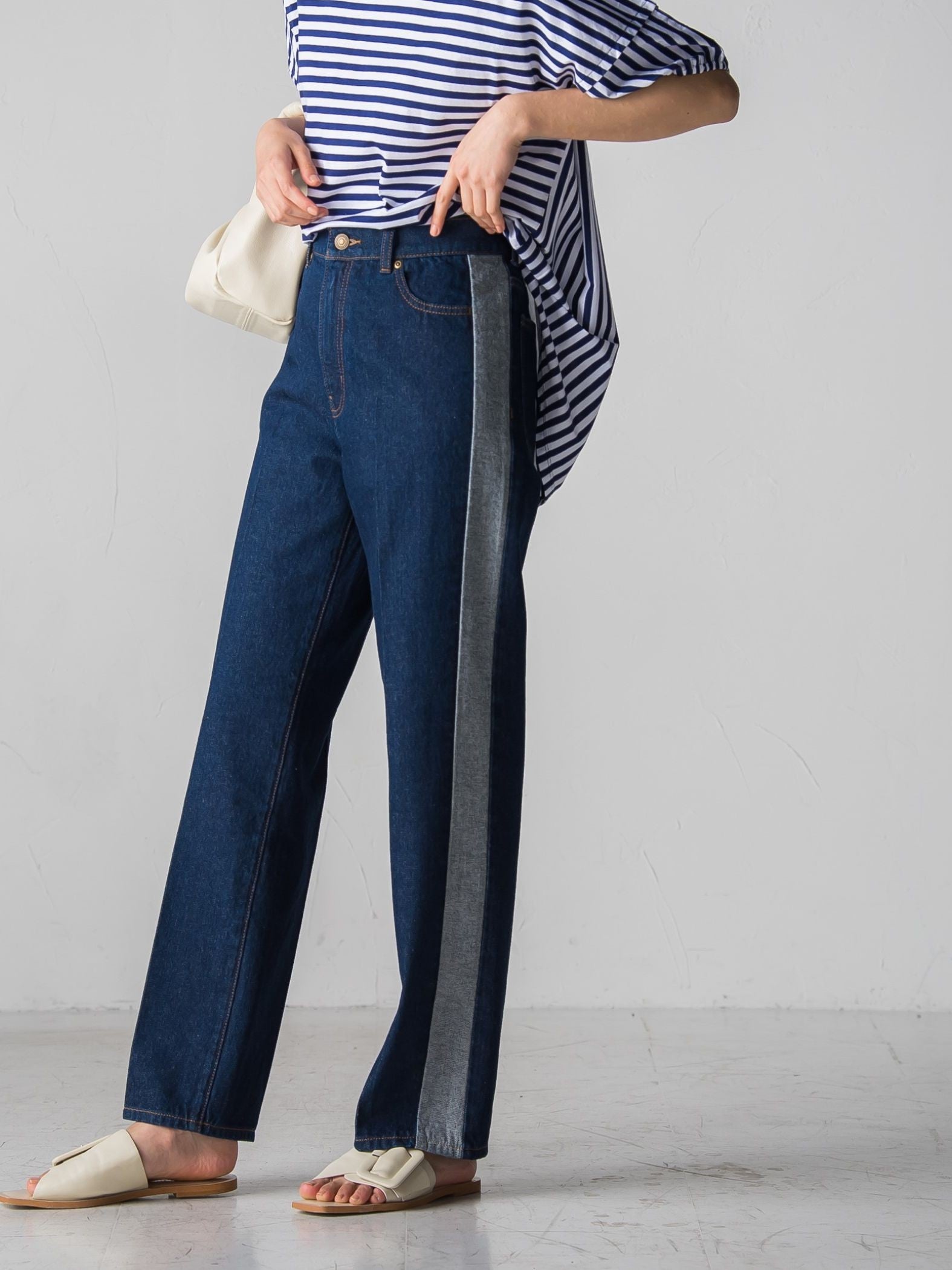 WATER LESS DENIMサイドラインパンツ≪洗濯機で洗える≫
