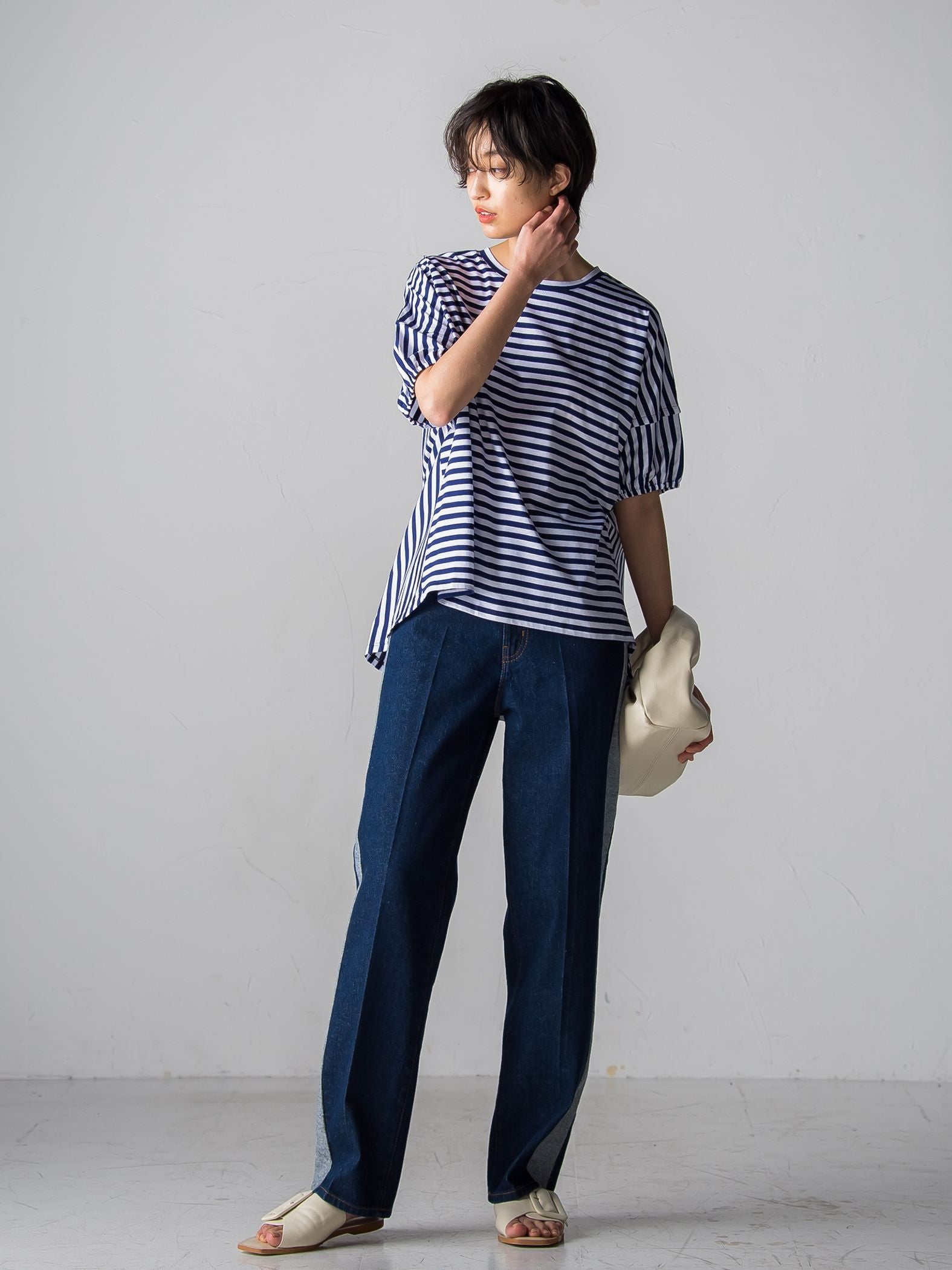 WATER LESS DENIMサイドラインパンツ≪洗濯機で洗える≫