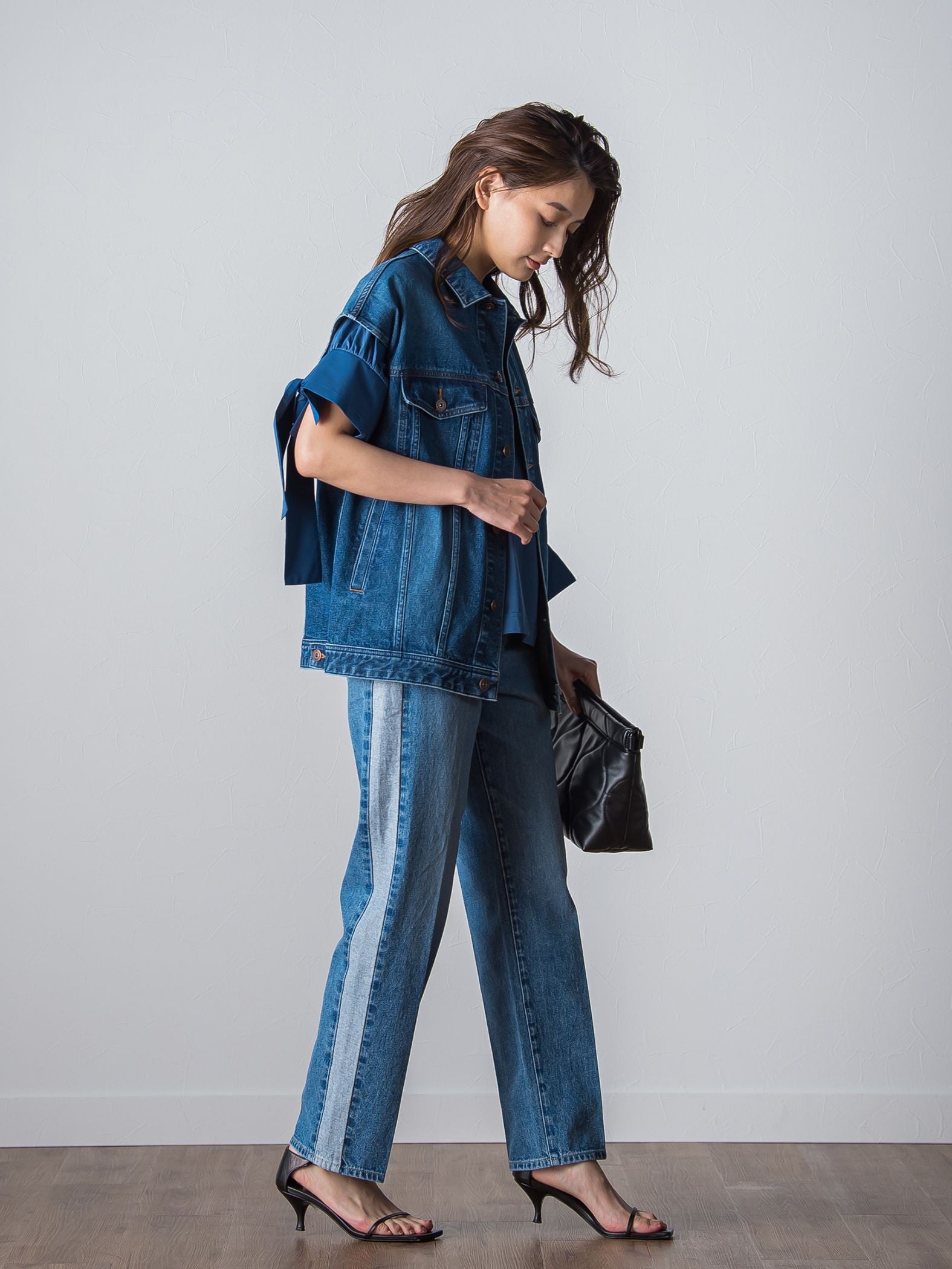 WATER LESS DENIMサイドラインパンツ≪洗濯機で洗える≫