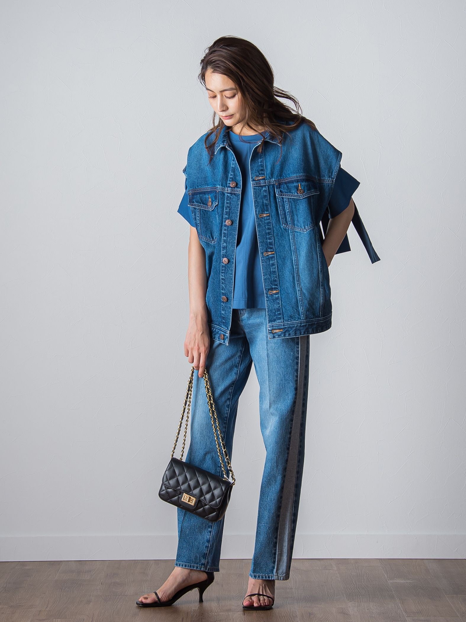WATER LESS DENIMサイドラインパンツ≪洗濯機で洗える≫