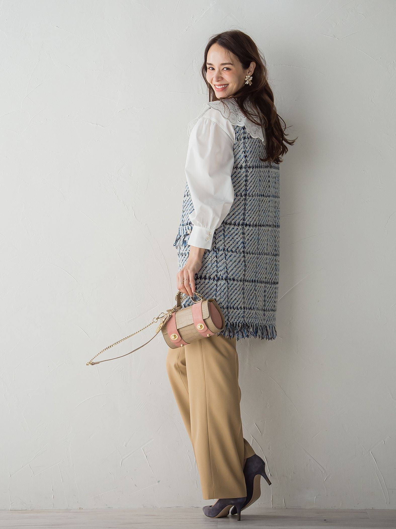 【2WAY】ビック刺繍カラーブラウス≪手洗い可能≫