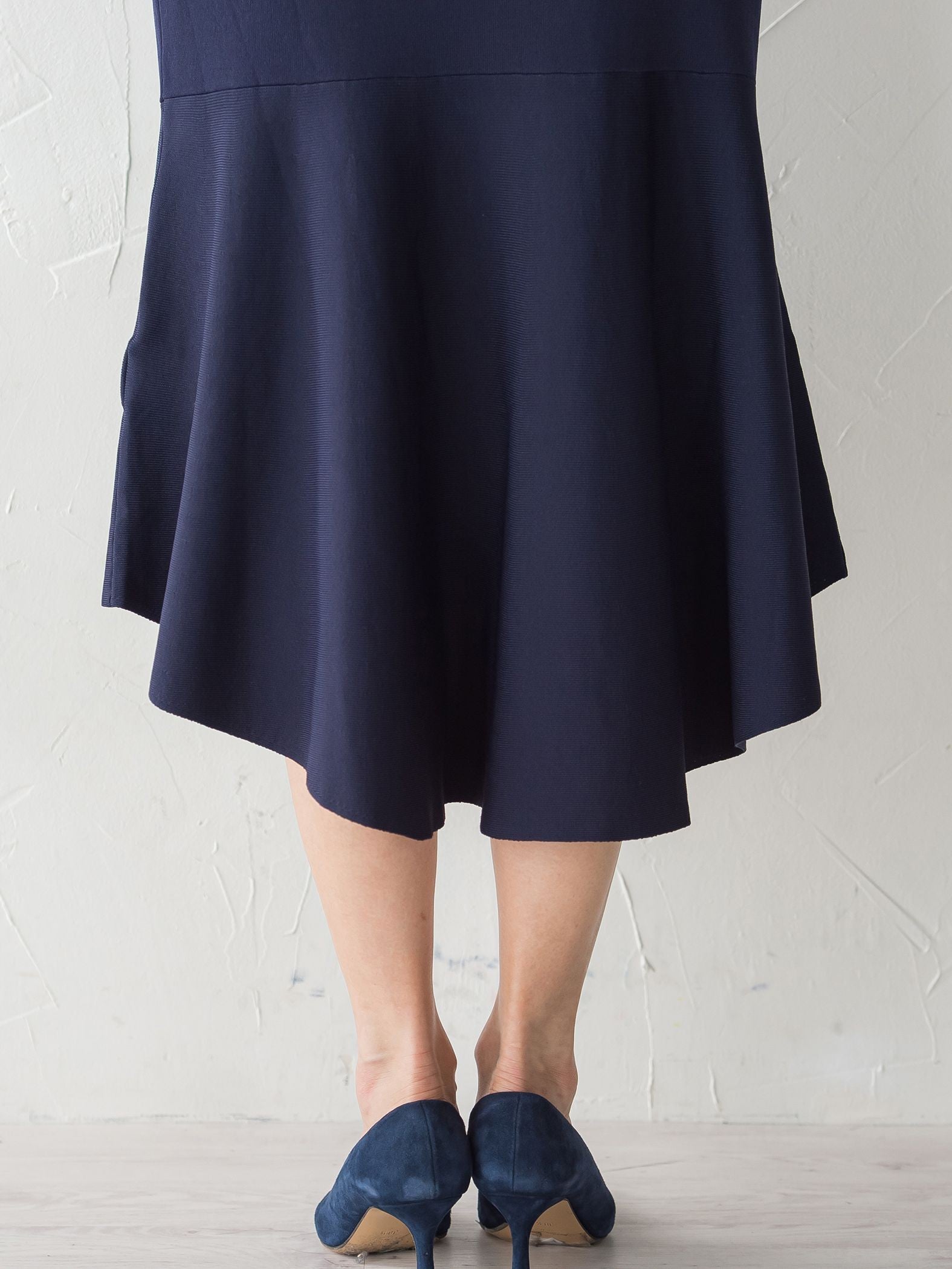 アシンメトリーニットフレアスカート≪手洗い可能/セットアップ対応≫