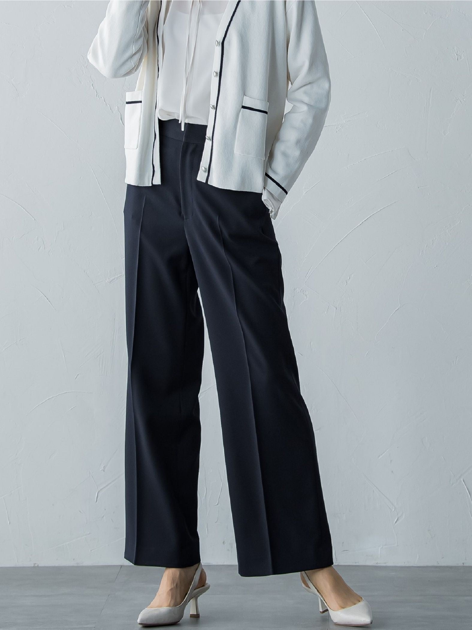 落ち感きれいめワイドパンツ≪シワになりにくい/ストレッチ/セットアップ/イージーケア≫
