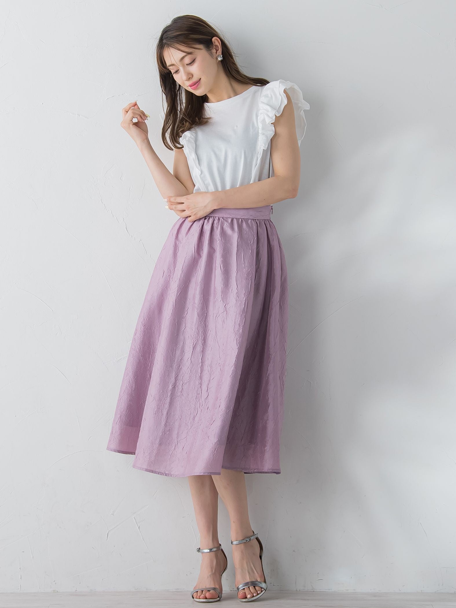 ショルダーフリルカットソー≪手洗い可能≫