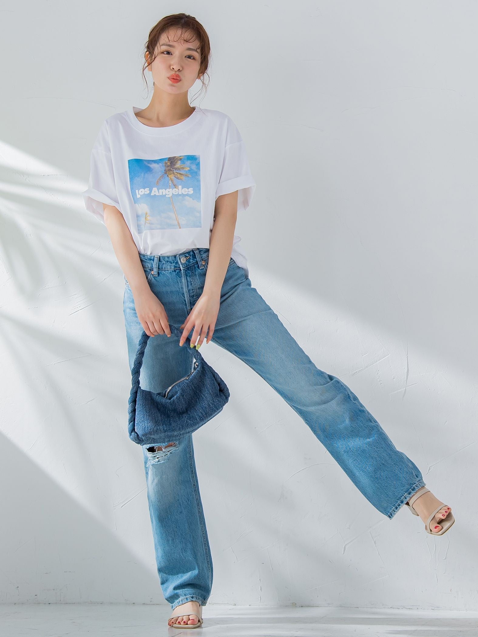 【畔勝遥さんコラボ商品】《unisex》Palm treeフォトプリントTシャツ《洗濯機で洗える》