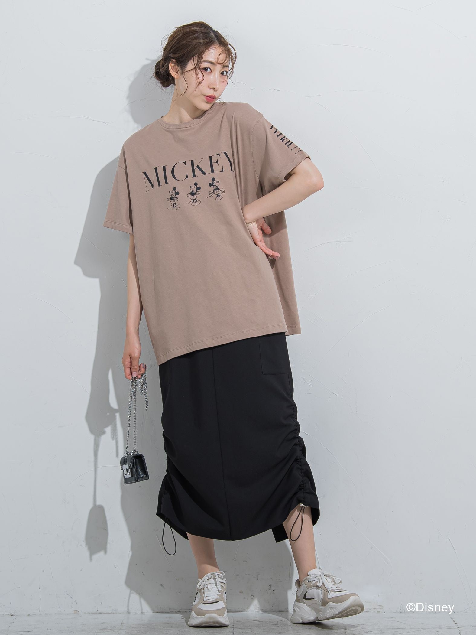 【DISNEY/ディズニー ミッキーマウス】MICKEYオーバーサイズTシャツ《洗濯機で洗える》