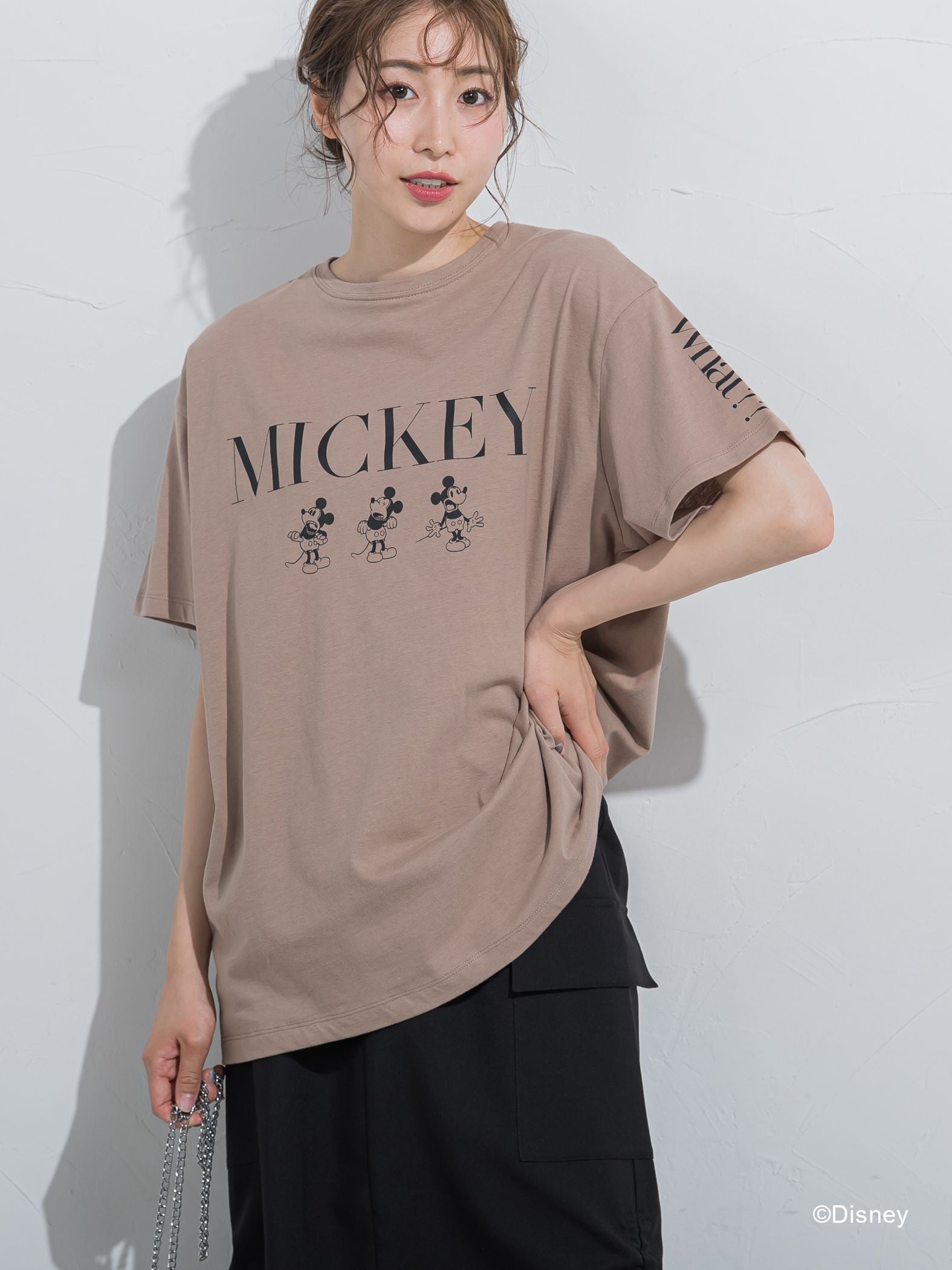 【DISNEY/ディズニー ミッキーマウス】MICKEYオーバーサイズTシャツ《洗濯機で洗える》