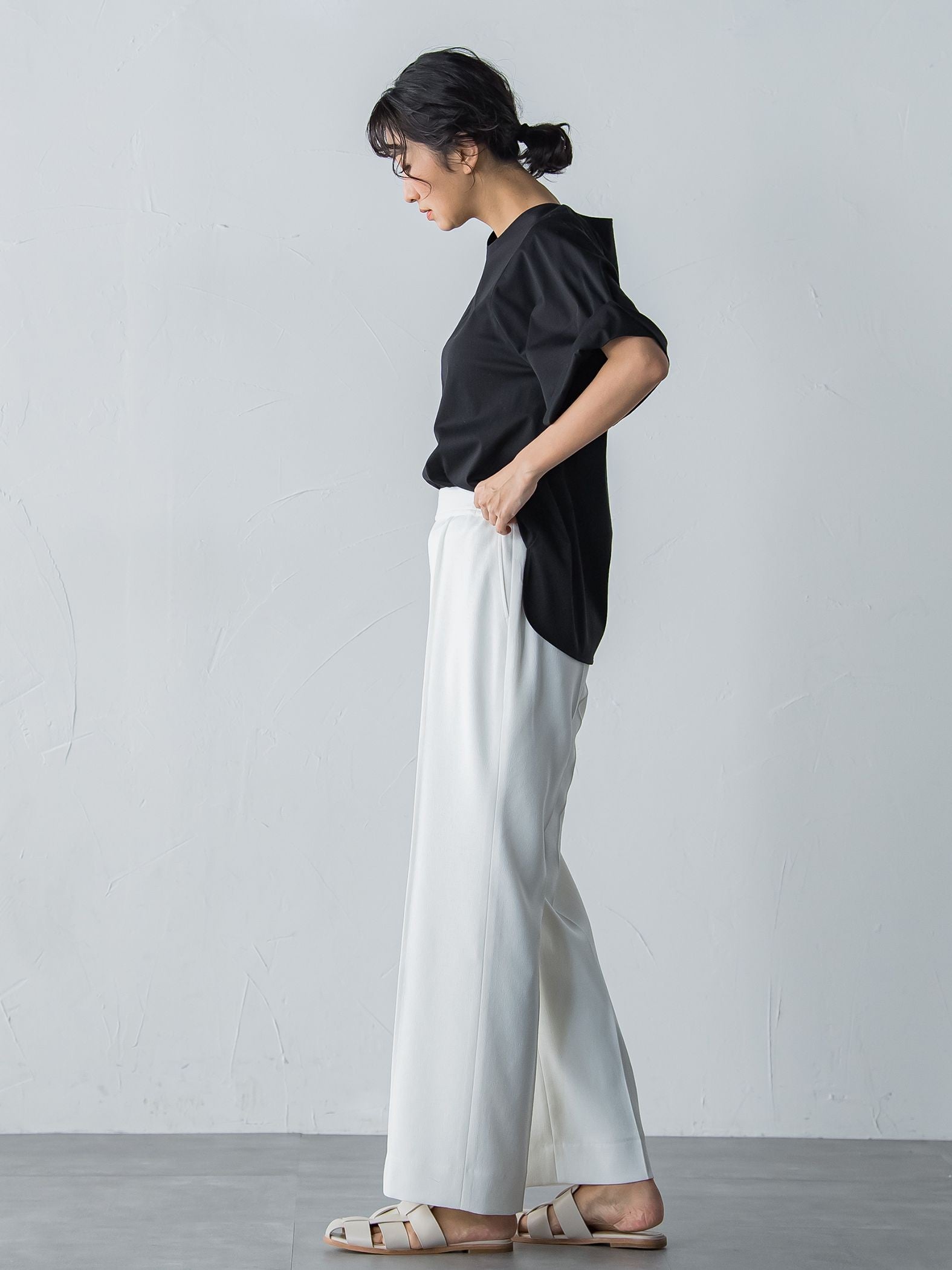アリシアリノスタイルアップワイドパンツ≪洗濯機で洗える/シワになりにくい/ストレッチ/セットアップ≫