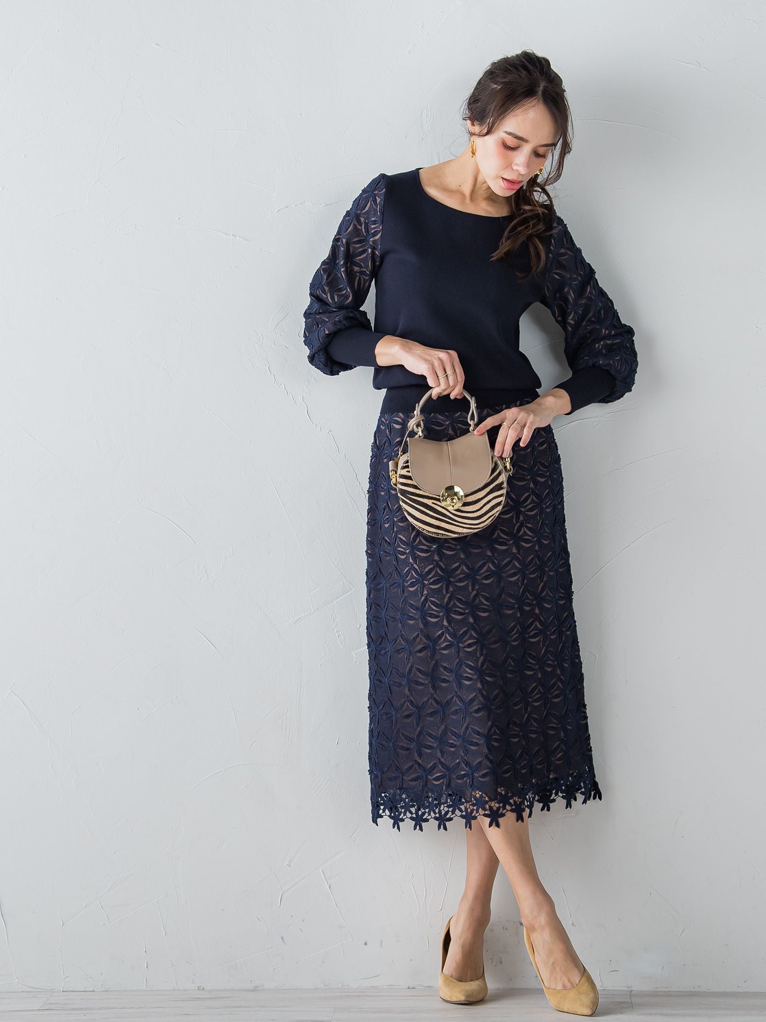 レース刺繍タイトスカート≪セットアップ対応≫
