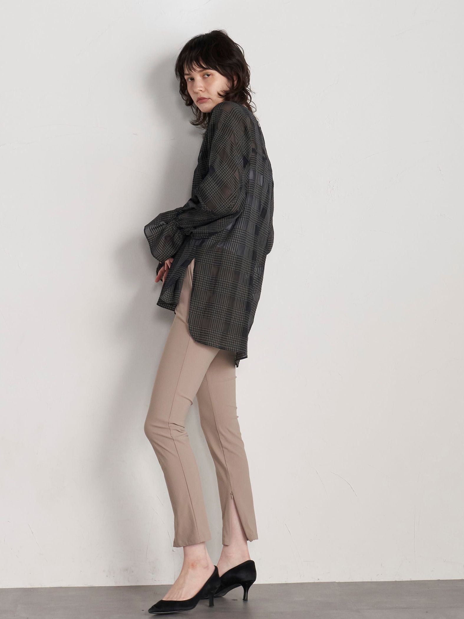 【WEB別注】メリルハイテンションスリットZIPパンツ《洗濯機で洗える》