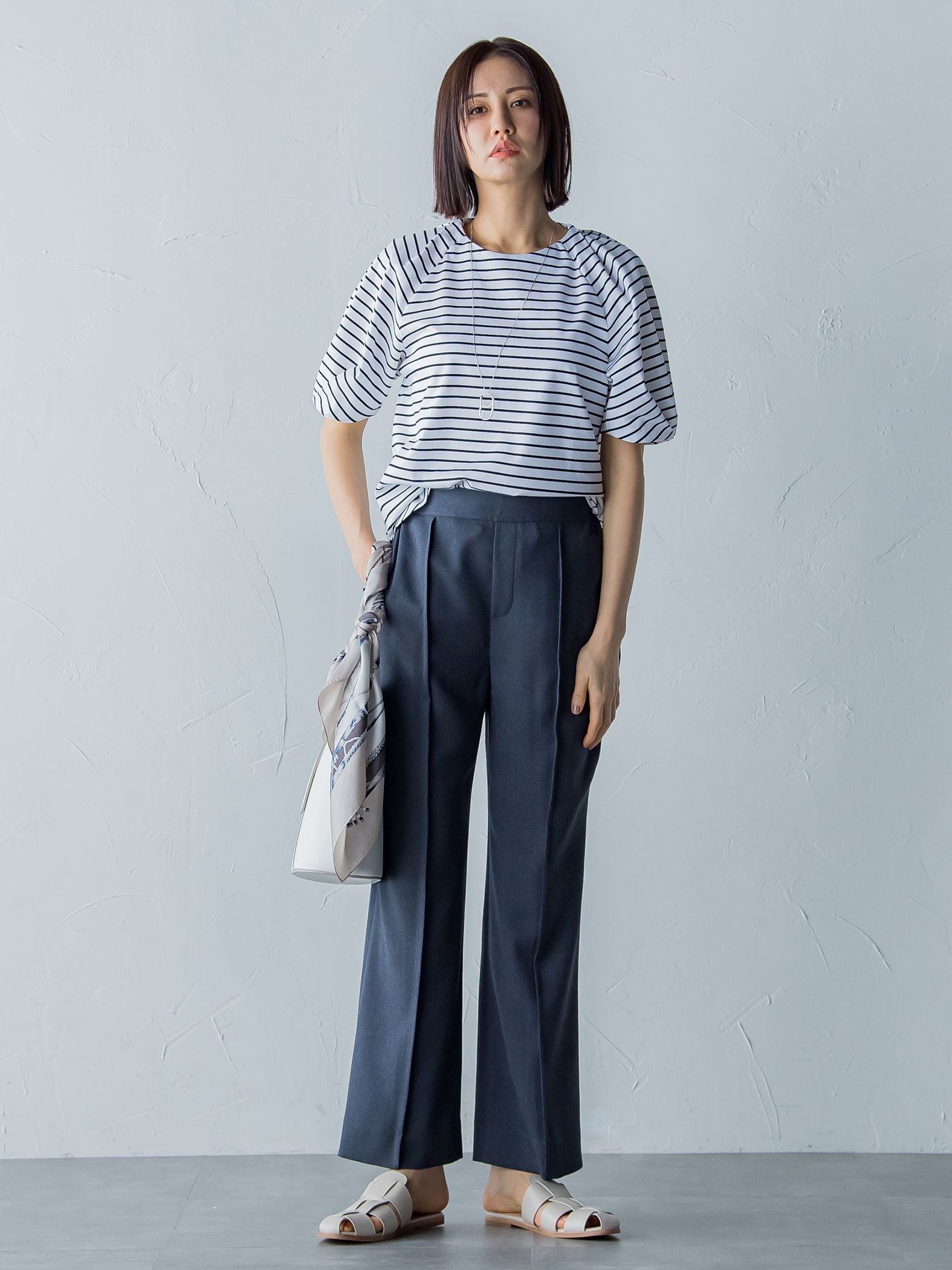 アリシアリノスタイルアップワイドパンツ≪洗濯機で洗える/シワになりにくい/ストレッチ/セットアップ≫