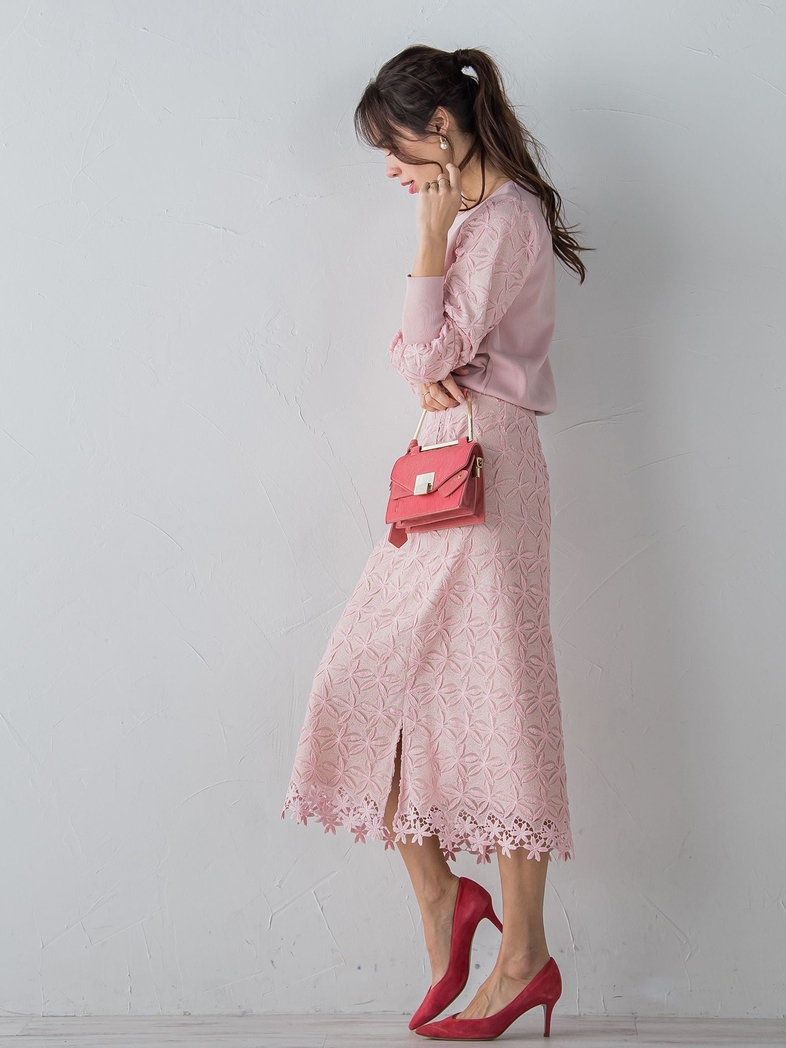 レース刺繍タイトスカート≪セットアップ対応≫