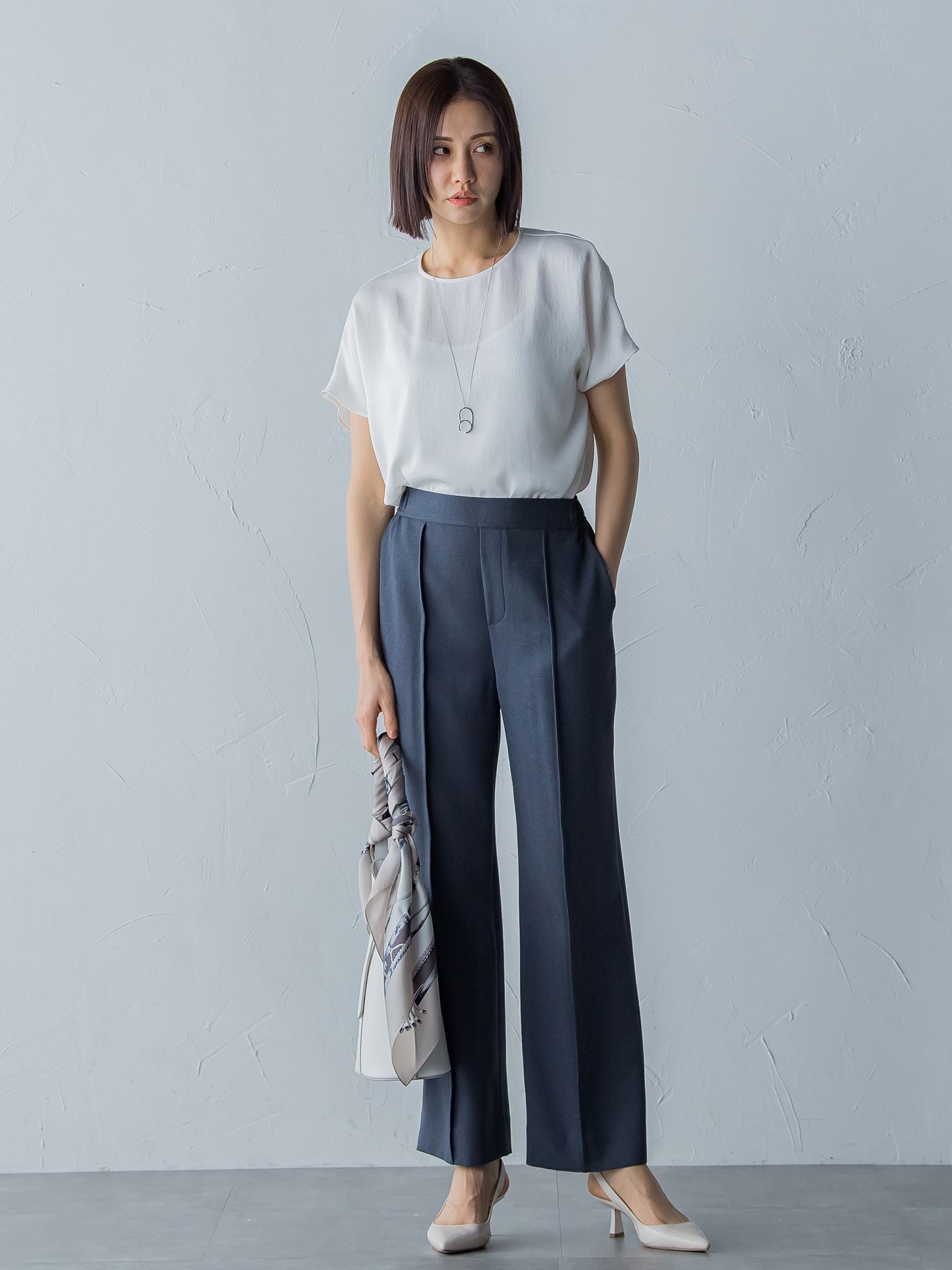 アリシアリノスタイルアップワイドパンツ≪洗濯機で洗える/シワになりにくい/ストレッチ/セットアップ≫