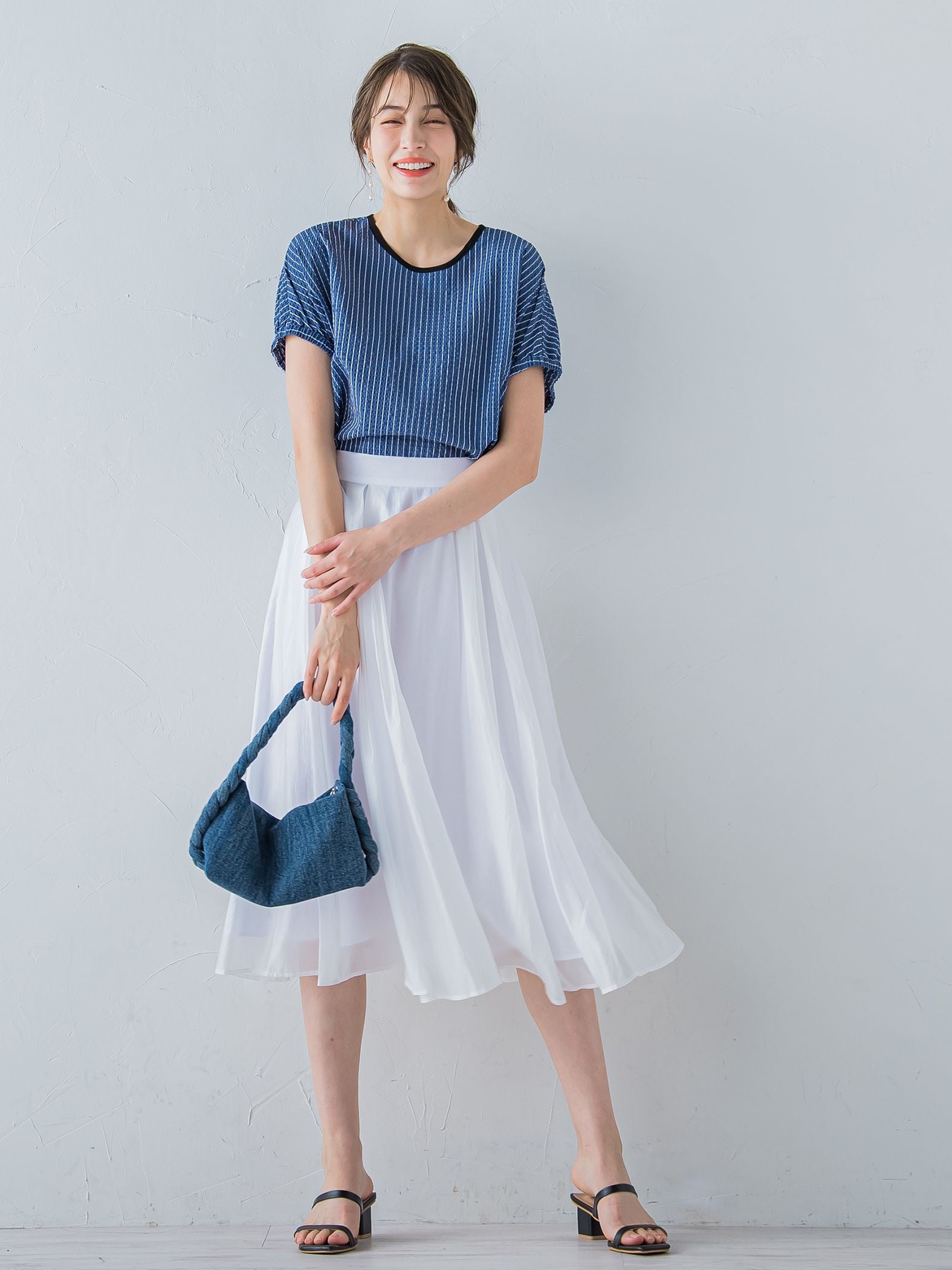【通常サイズ】タックフレア女優スカート ≪洗濯機で洗える≫