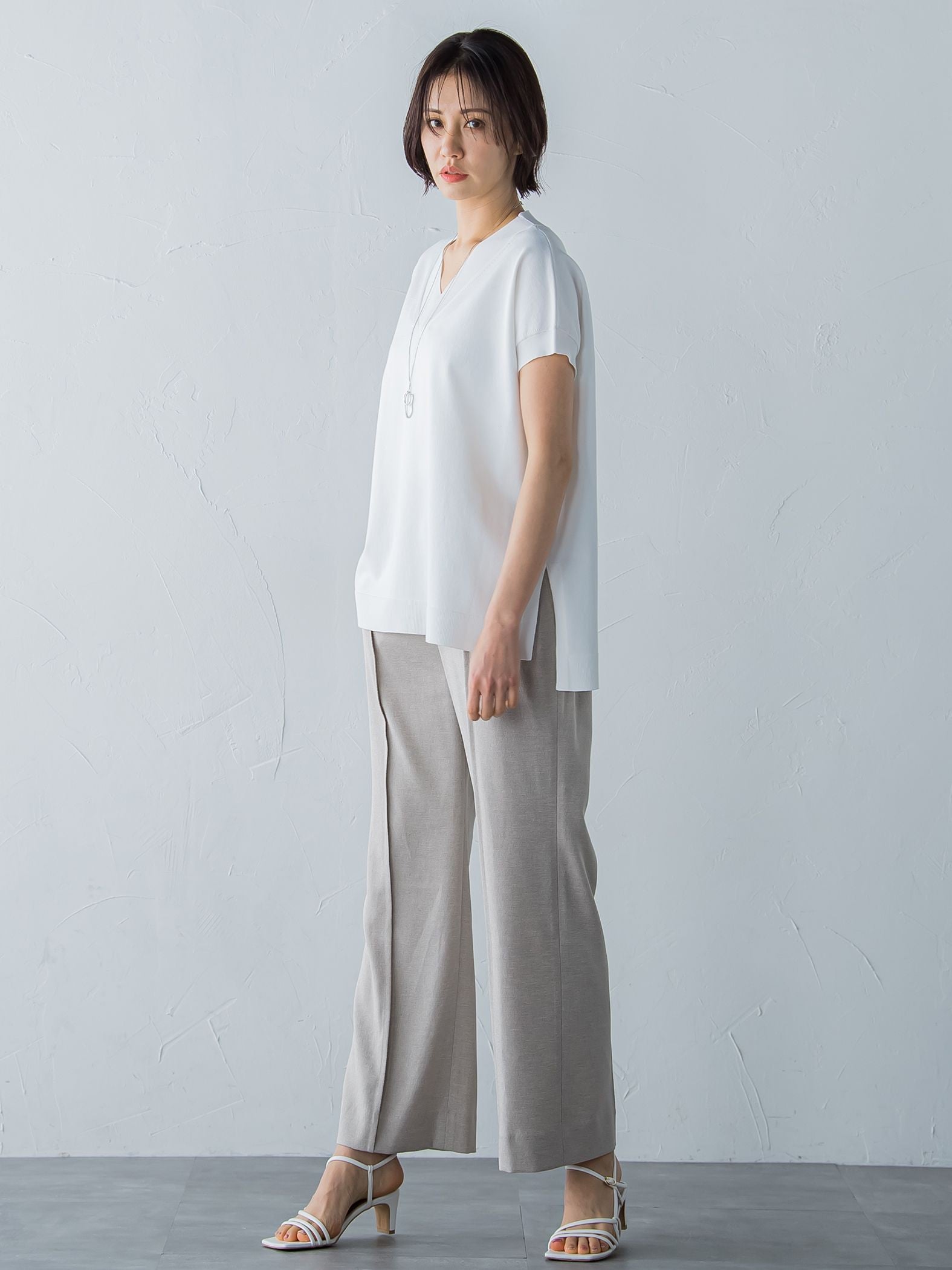 アリシアリノスタイルアップワイドパンツ≪洗濯機で洗える/シワになりにくい/ストレッチ/セットアップ≫