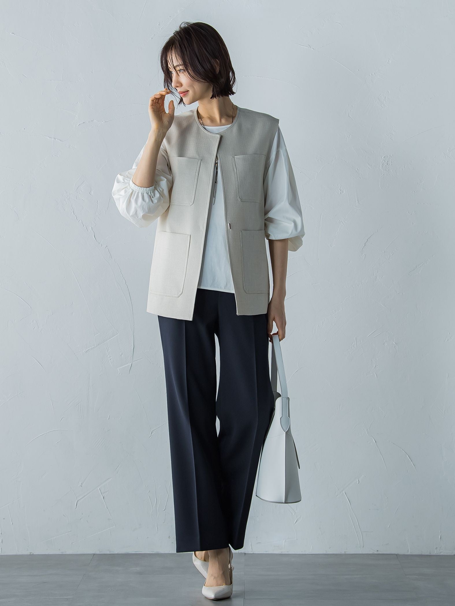 落ち感きれいめワイドパンツ≪シワになりにくい/ストレッチ/セットアップ/イージーケア≫