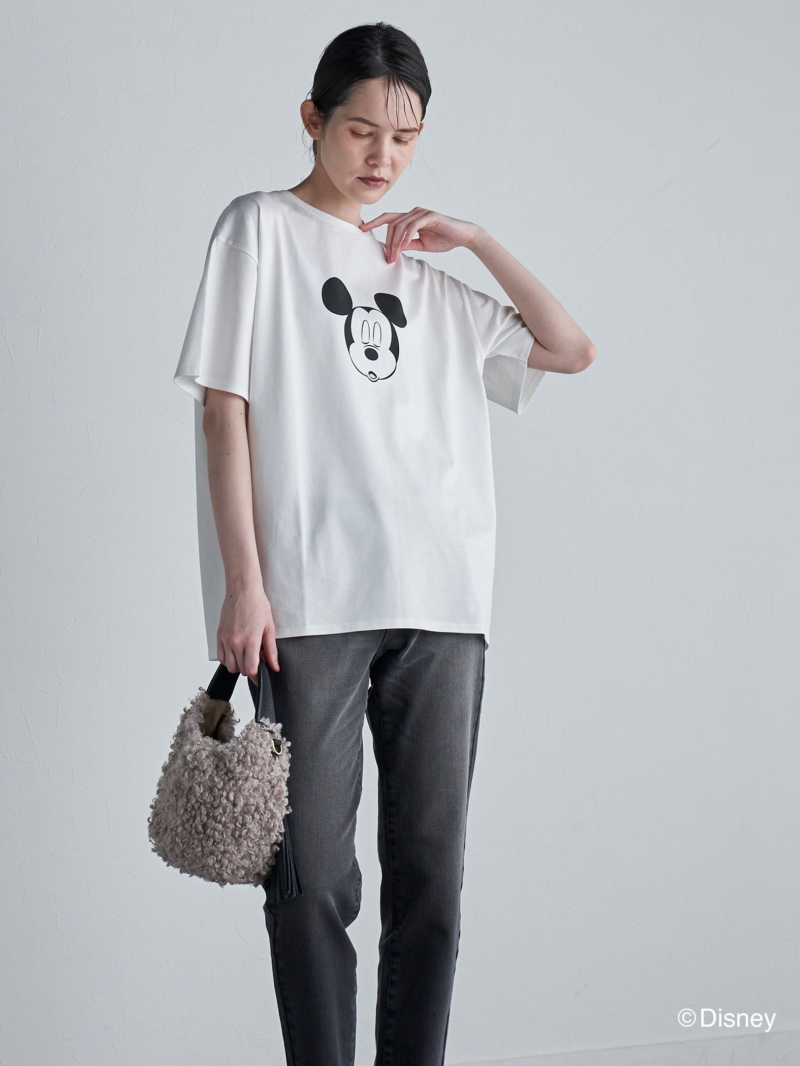 【BIOGRACE】ミッキーマウスTシャツ≪クローズアイ/洗濯機で洗える≫