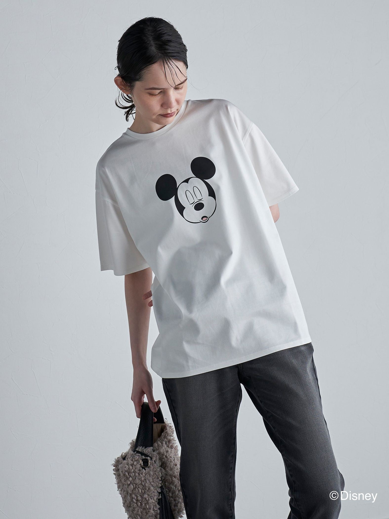 【BIOGRACE】ミッキーマウスTシャツ≪クローズアイ/洗濯機で洗える≫
