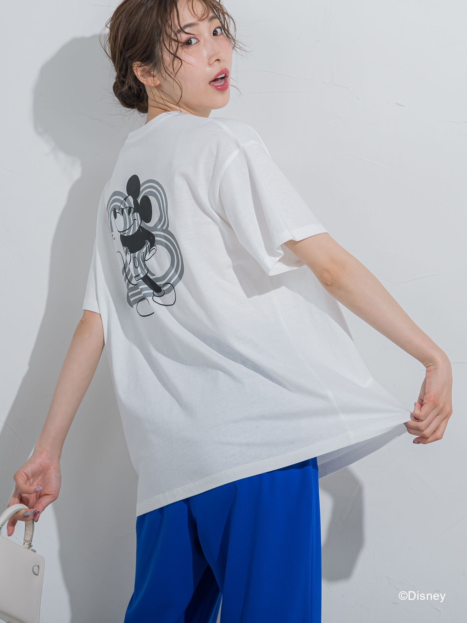 【DISNEY/ディズニー ミッキーマウス】MICKEYオーバーサイズバックプリントTシャツ《洗濯機で洗える》