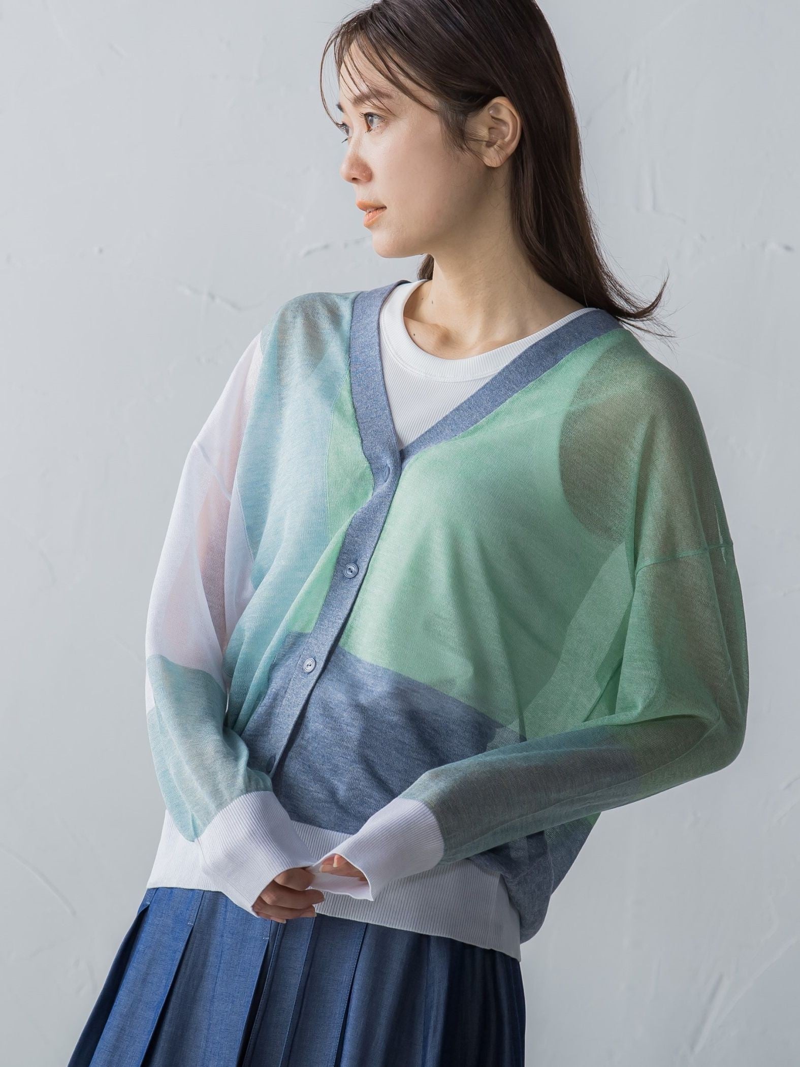 LEVITAブロッキングシアーカーディガン≪手洗い可能≫