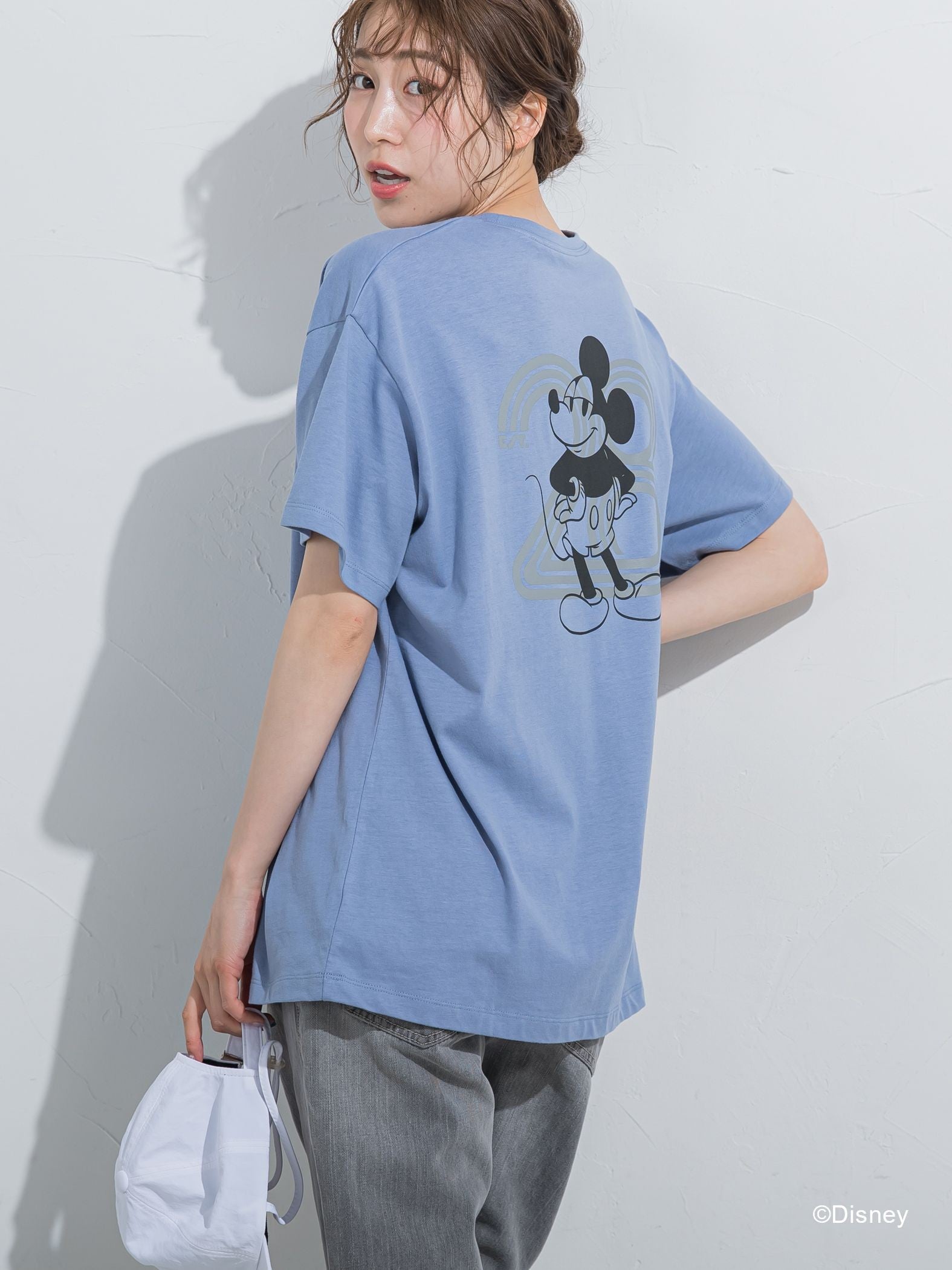 【DISNEY/ディズニー ミッキーマウス】MICKEYオーバーサイズバックプリントTシャツ《洗濯機で洗える》