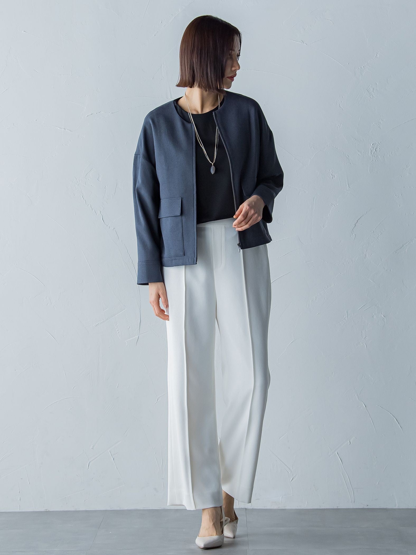 アリシアリノスタイルアップワイドパンツ≪洗濯機で洗える/シワになりにくい/ストレッチ/セットアップ≫