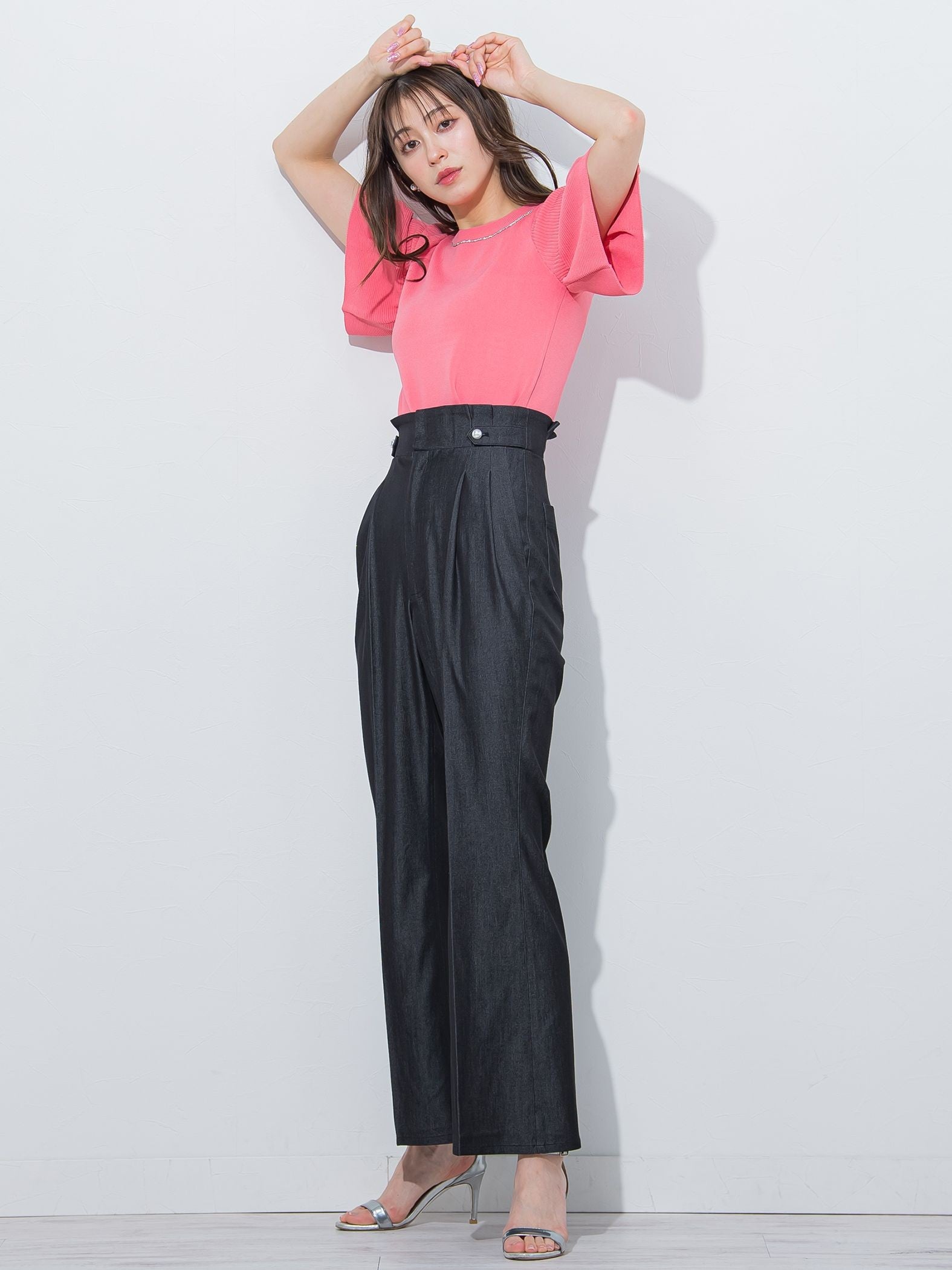 裾フレアストレッチデニムパンツ≪洗濯機で洗える≫