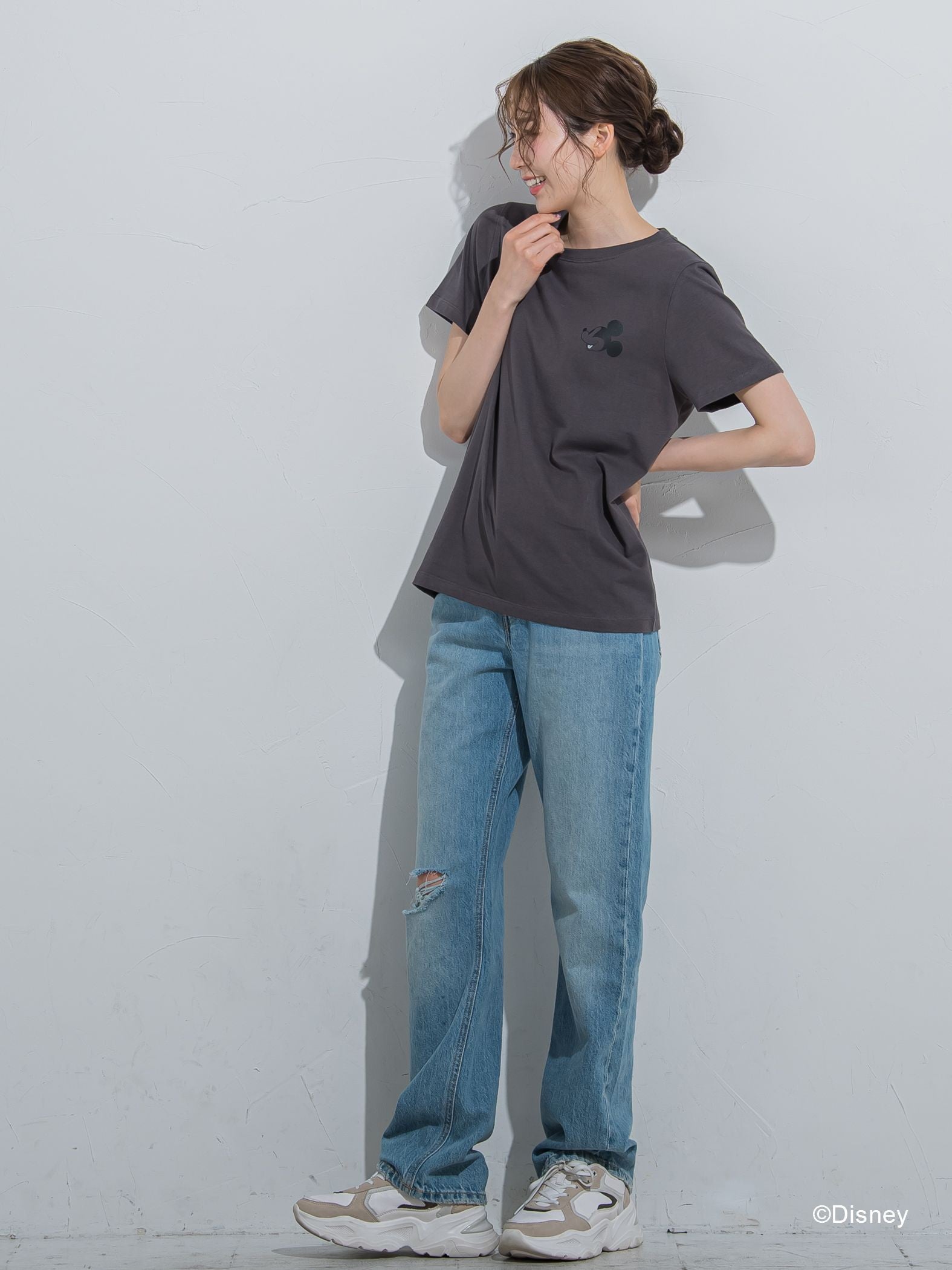 【DISNEY/ディズニー ミッキーマウス】MICKEYコンパクトサイズTシャツ《洗濯機で洗える》