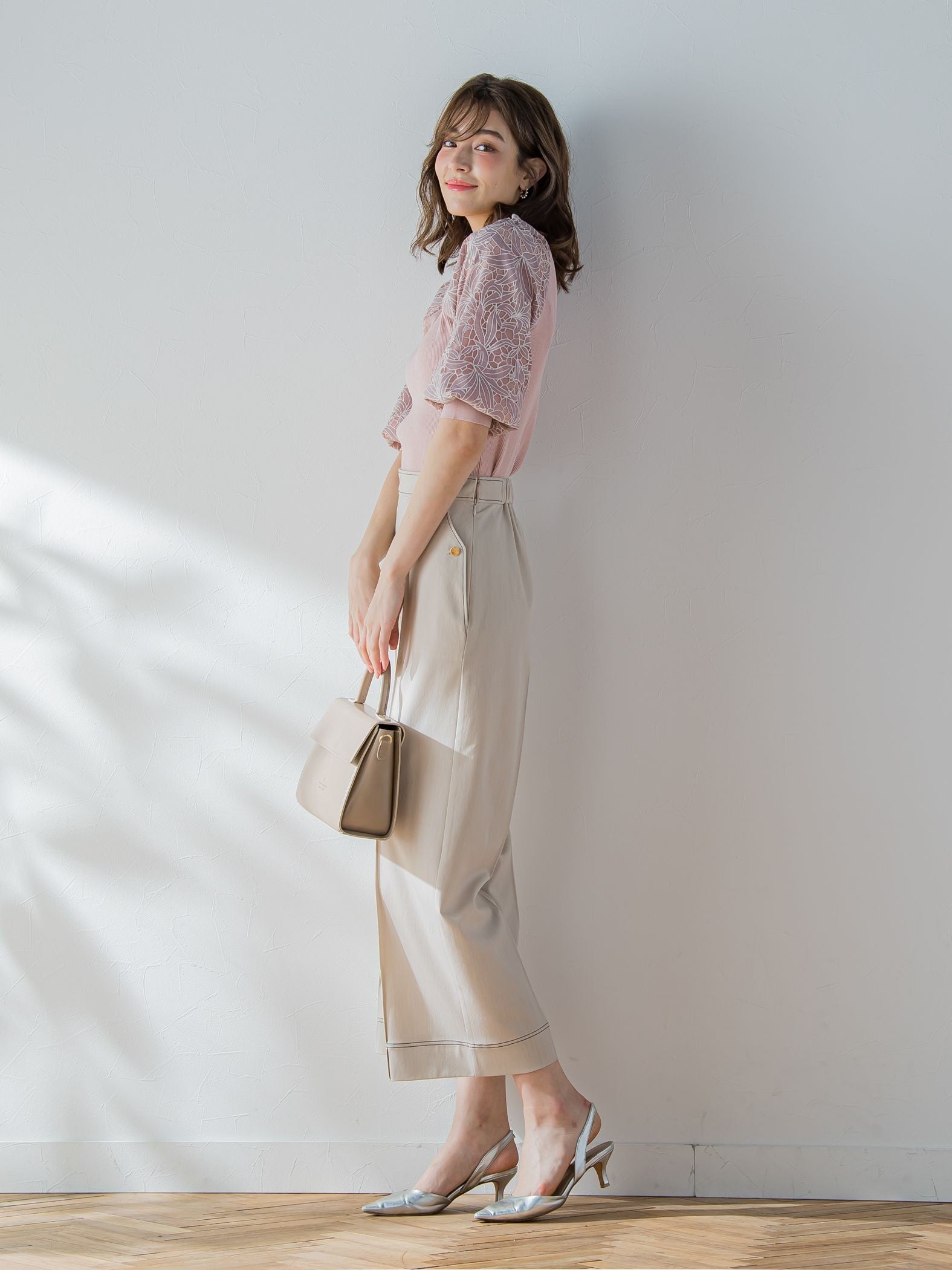 配色ステッチダンガリーストレートパンツ ≪洗濯機で洗える≫
