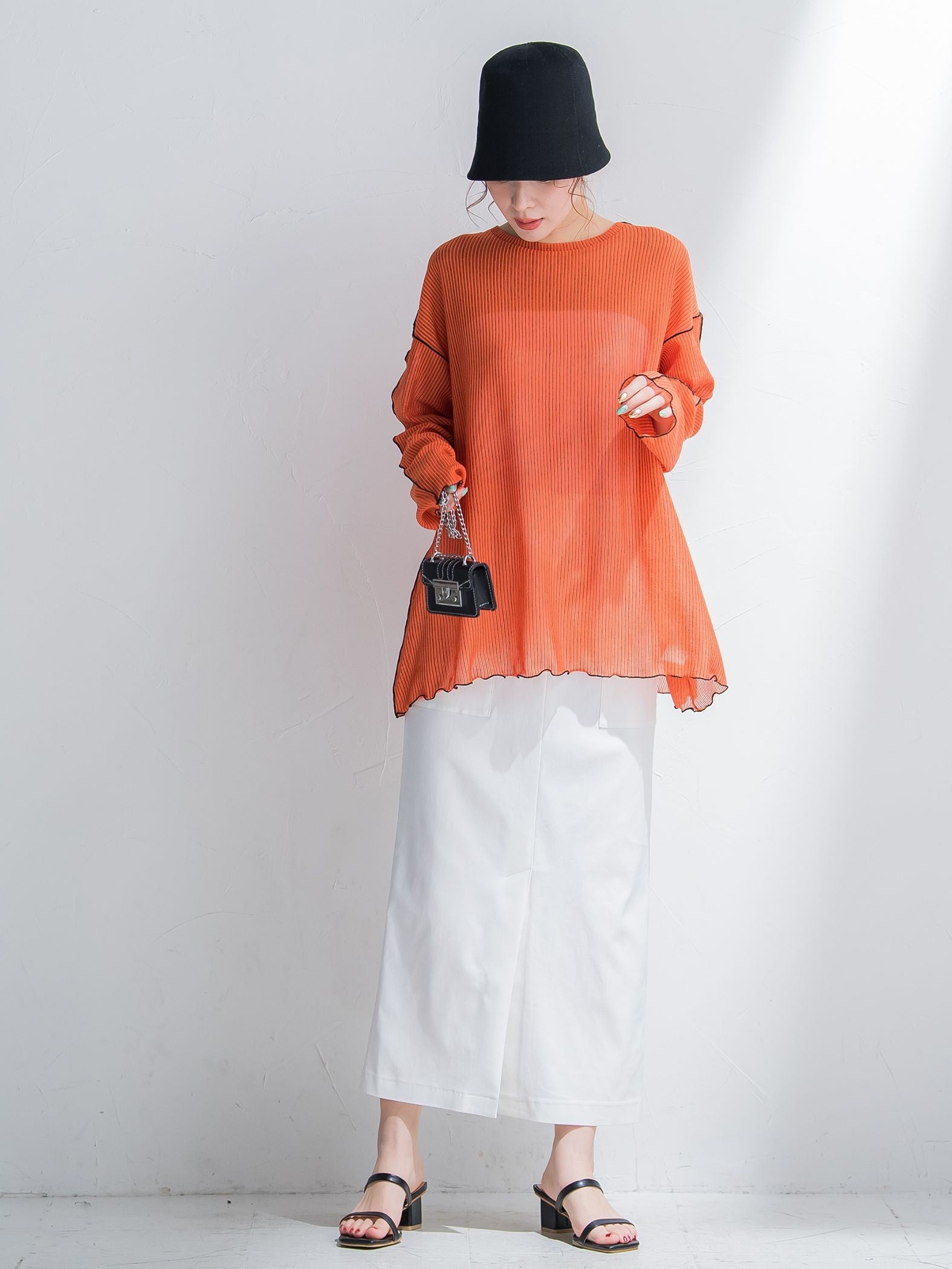 【コーディネートにこなれ感をプラス】ストライプシアーTシャツ《手洗い可能》