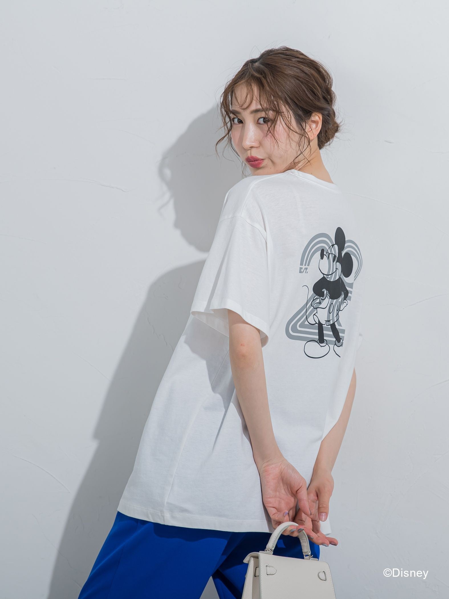 【DISNEY/ディズニー ミッキーマウス】MICKEYオーバーサイズバックプリントTシャツ《洗濯機で洗える》
