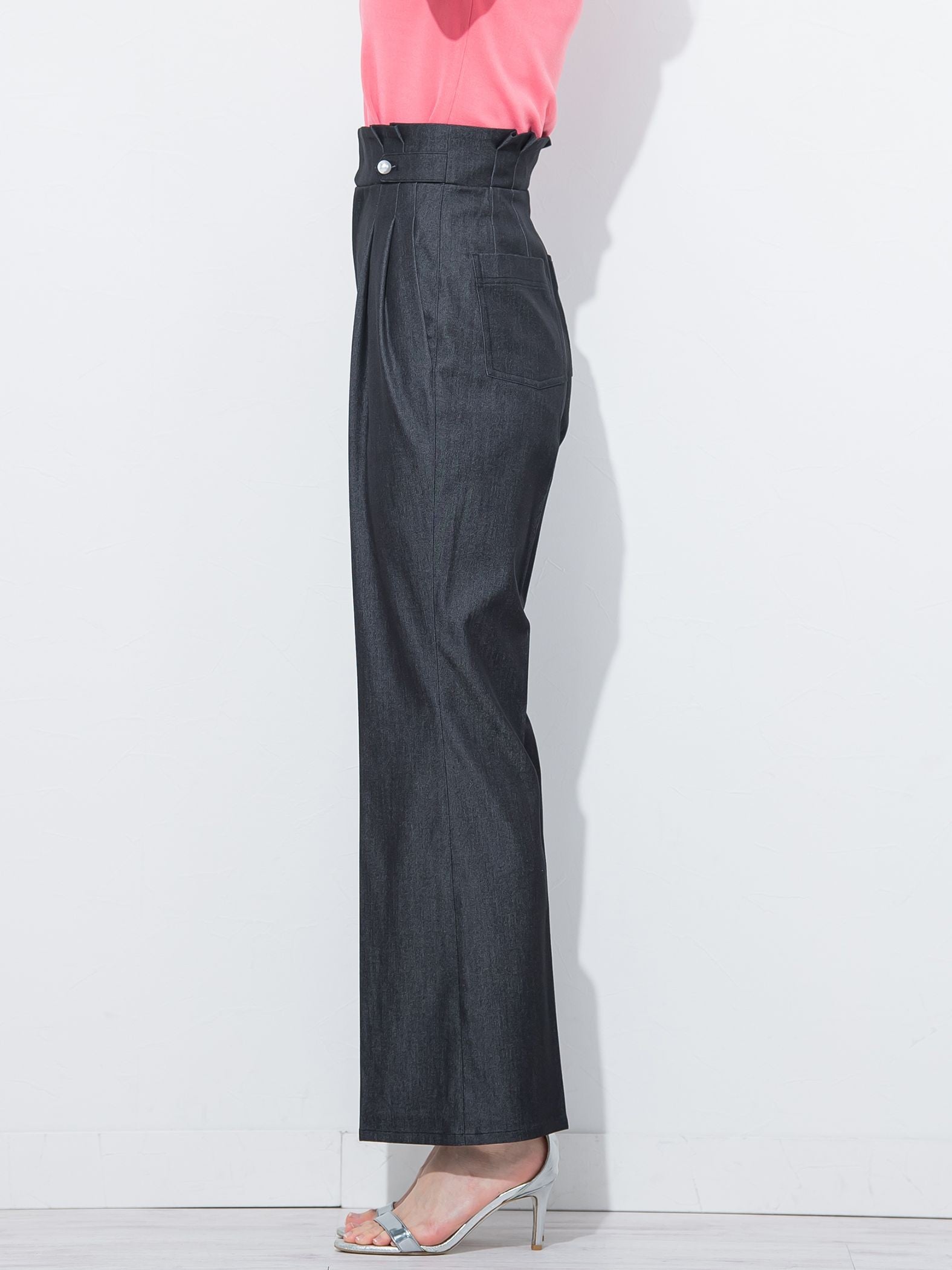 裾フレアストレッチデニムパンツ≪洗濯機で洗える≫