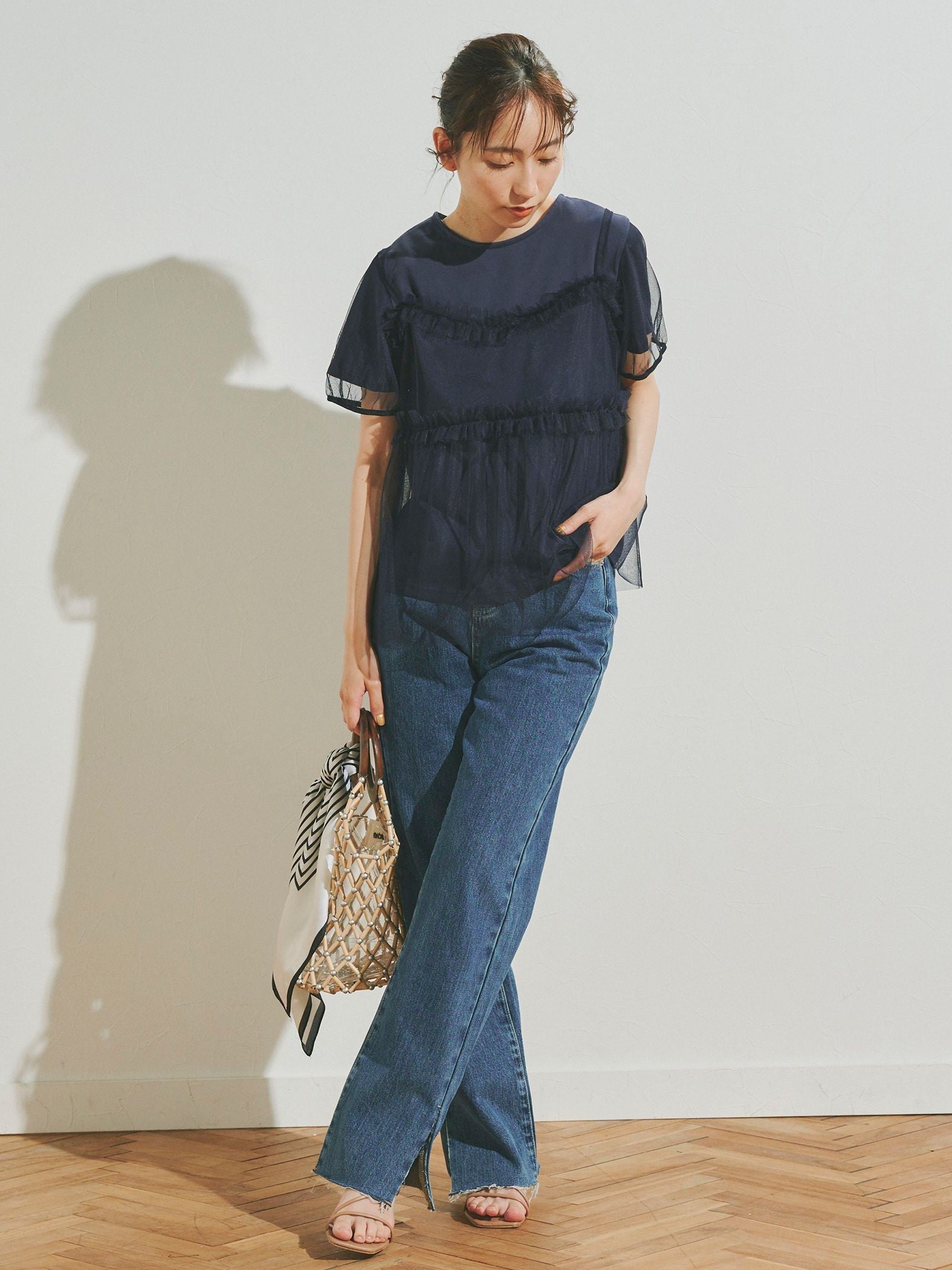 チュールビスチェ付きTシャツ